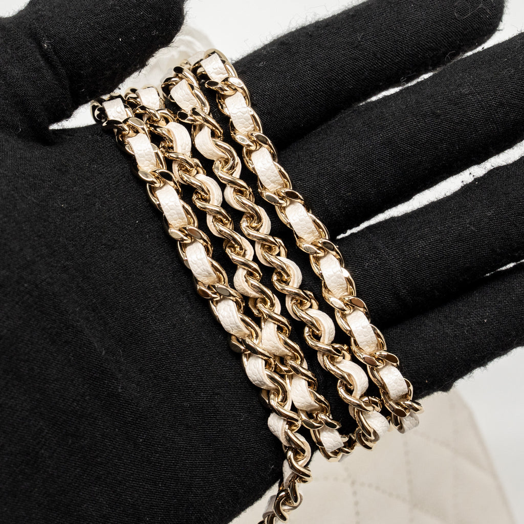 CHANEL JEWELLERY CC MINI FLAP CLUTCH WITH CHAIN CAVIAR PEARLY WHITE LGHW (MICROCHIP)