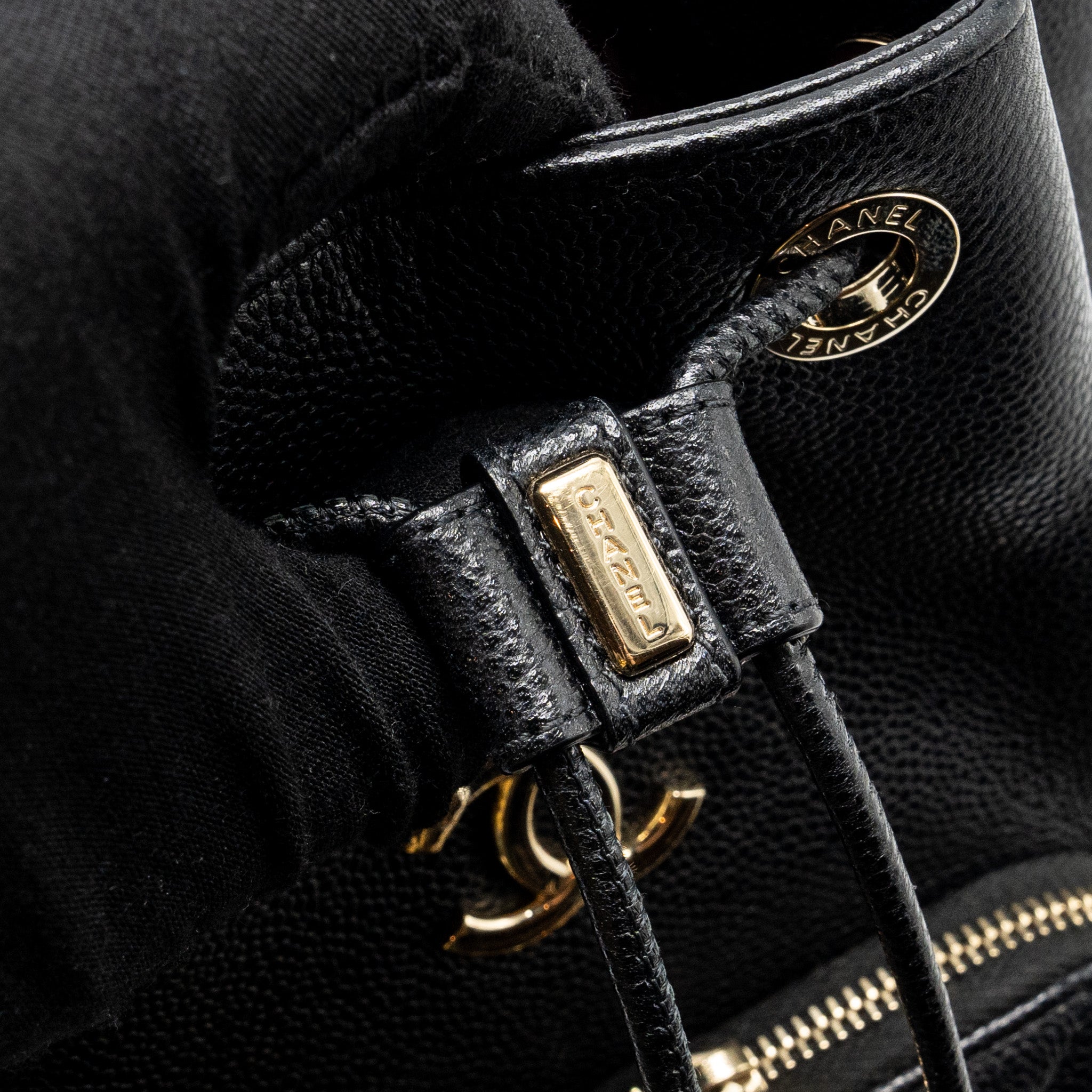 CHANEL BUSINESS AFFINITY DRAWSTRING BUCKET BAG CAVIAR BLACK GHW