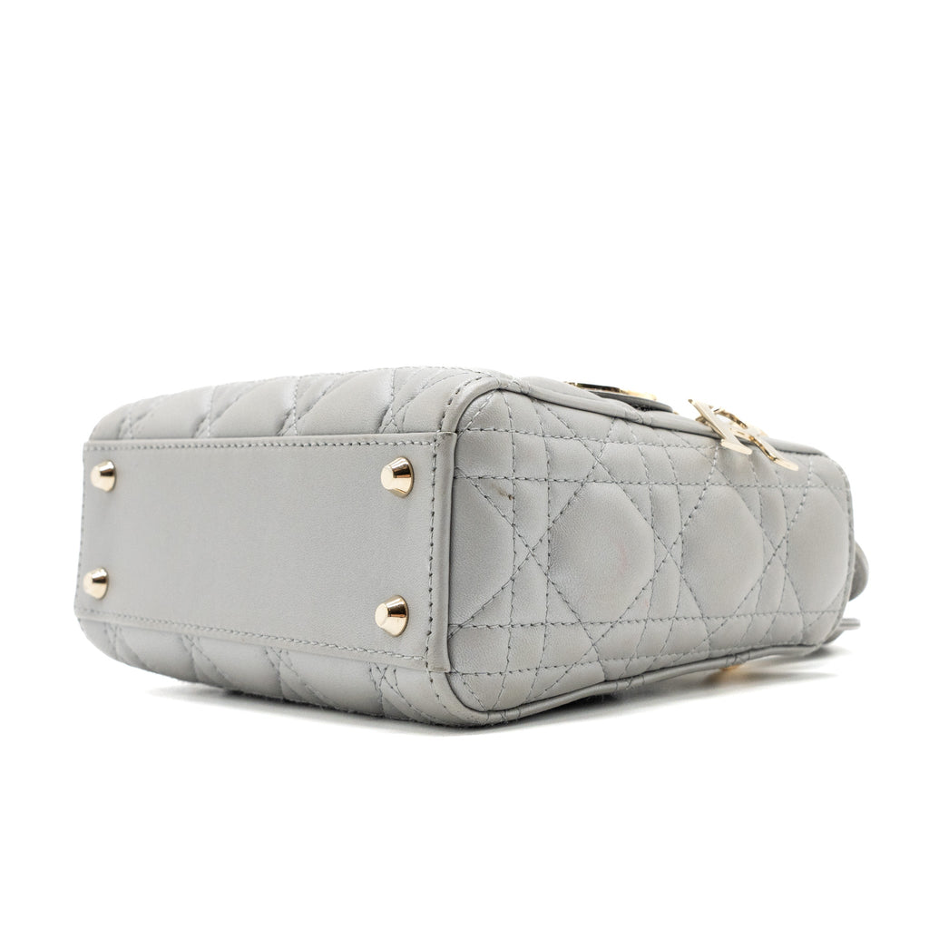 DIOR MINI LADY DIOR LAMBSKIN LIGHT GREY LGHW
