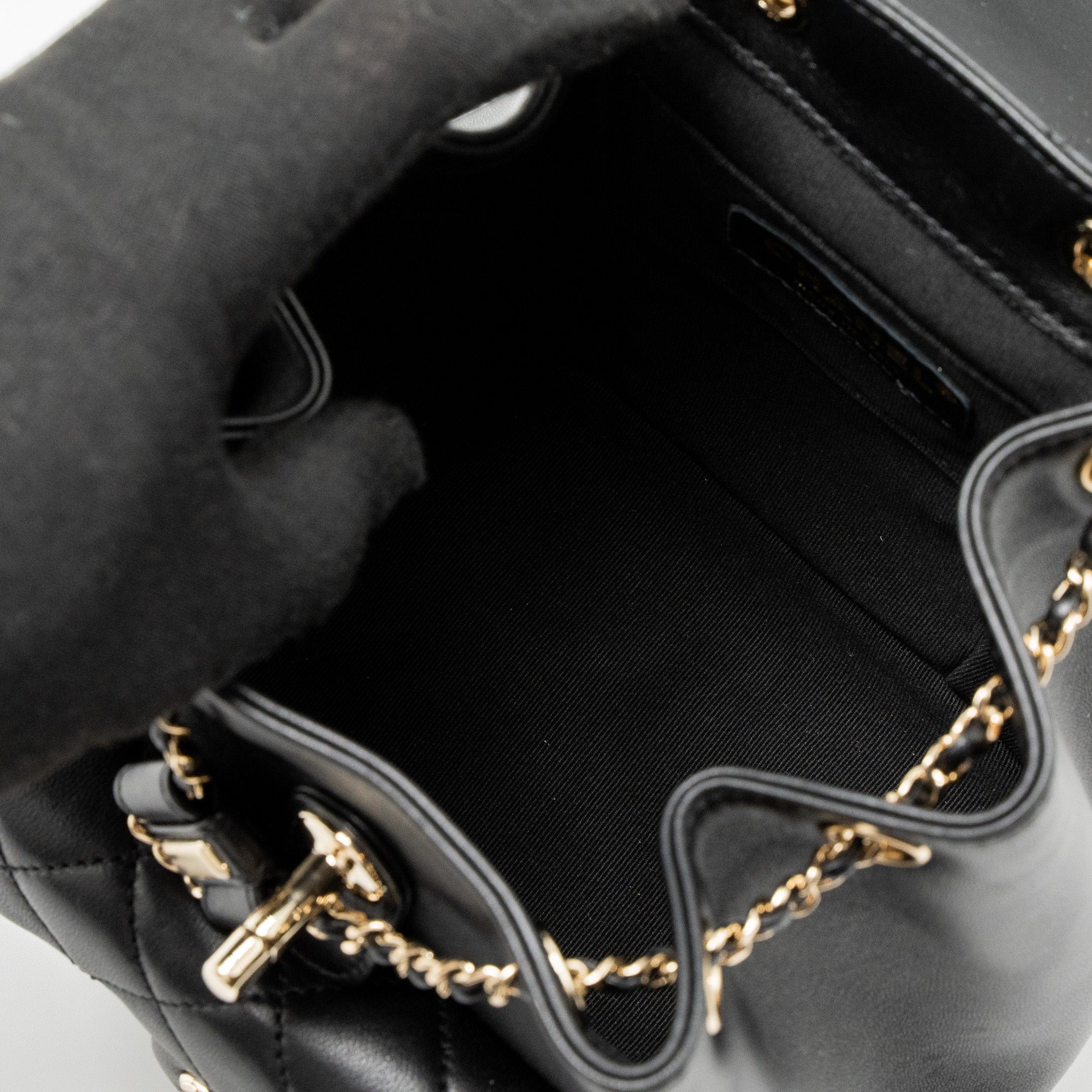 CHANEL MINI DUMA BACKPACK LAMBSKIN BLACK LGHW (MICROCHIP)