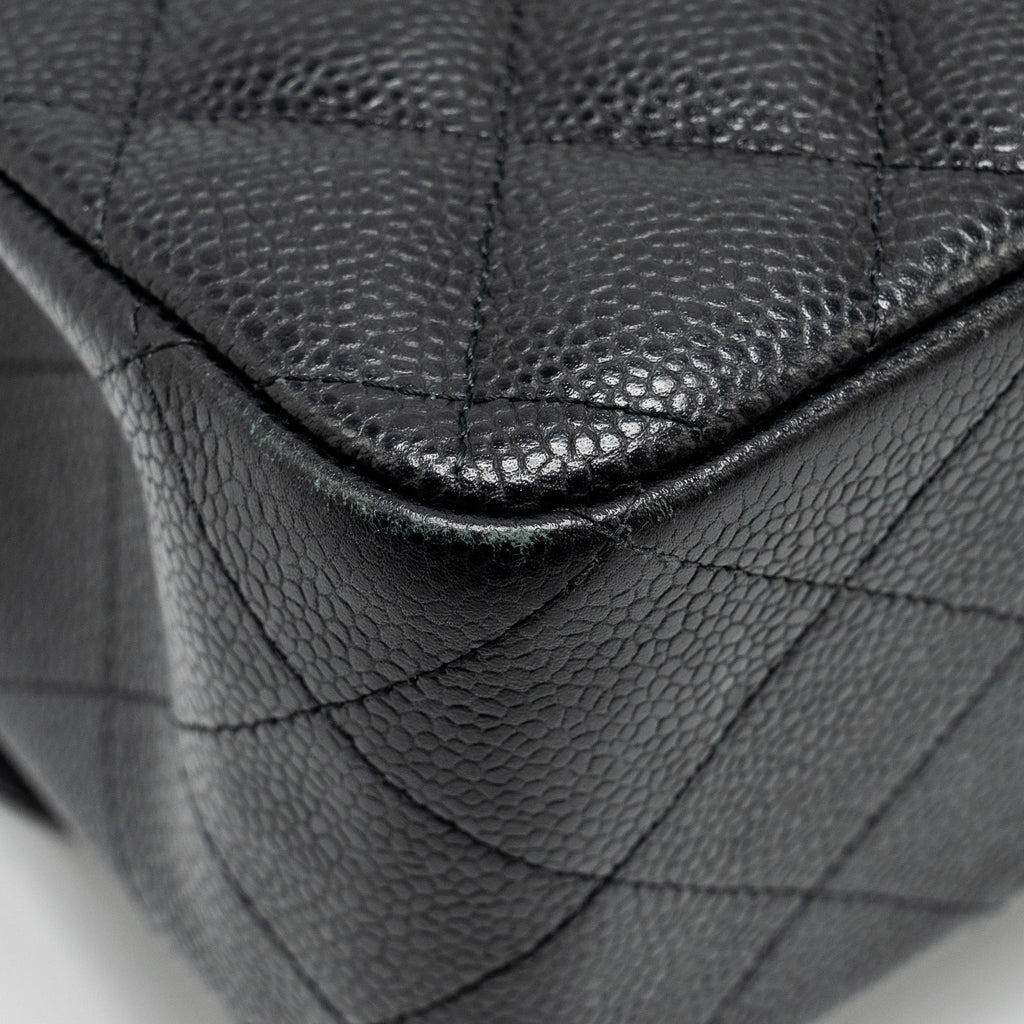 CHANEL JUMBO CLASSIC DOUBLE FLAP BAG CAVIAR BLACK SHW