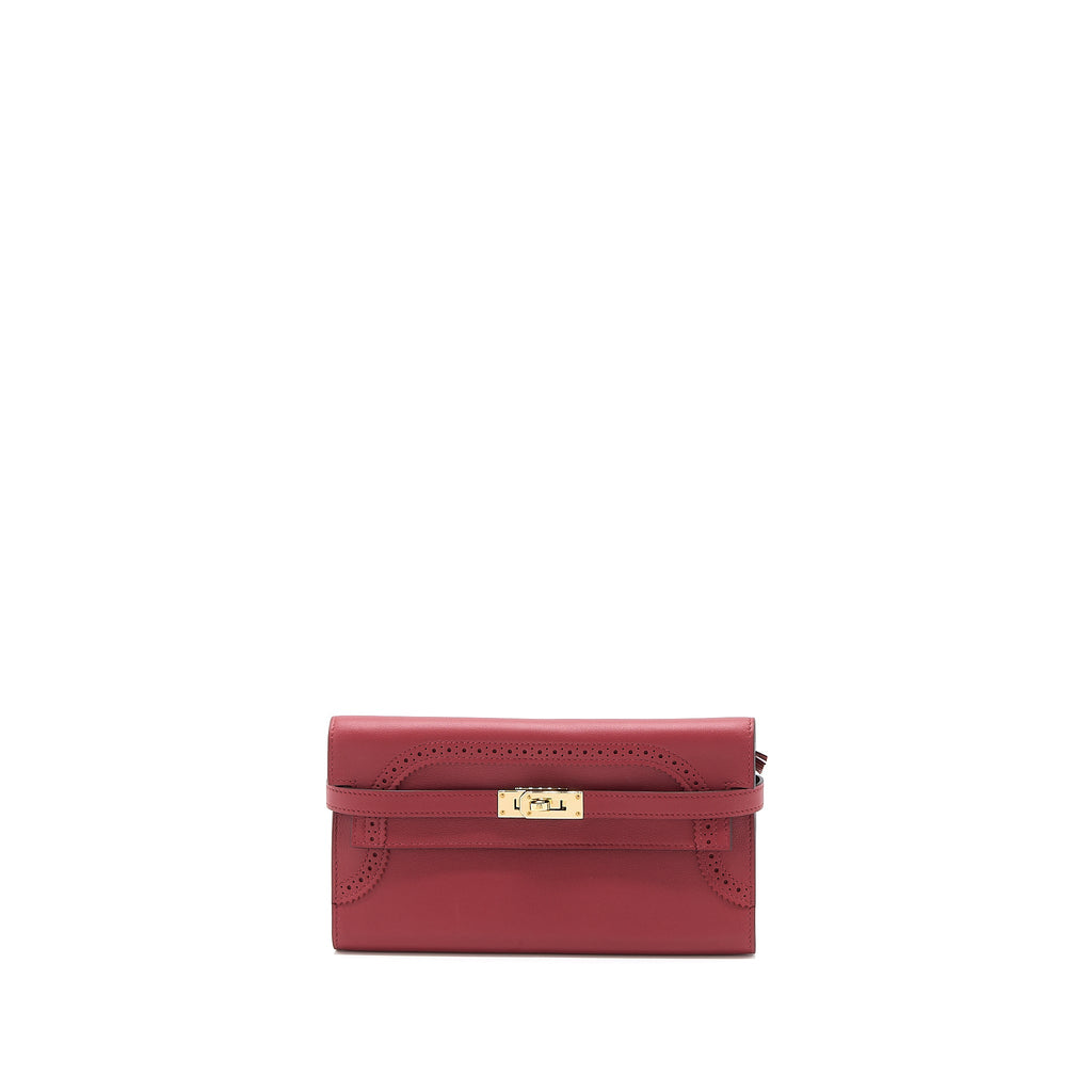 HERMES KELLY CLASSIC GHILLIES WALLET SWIFT K1 ROUGE GRENAT GHW