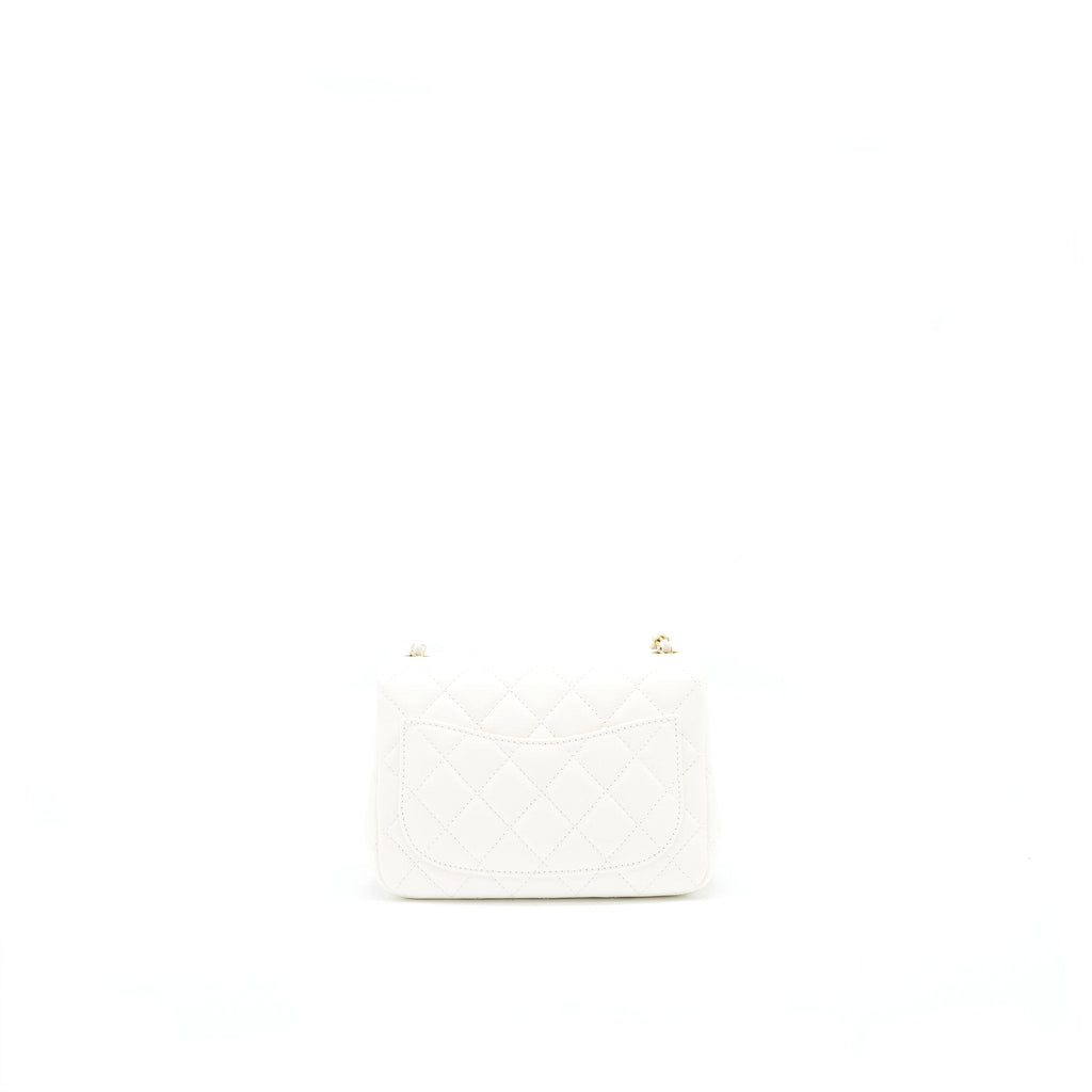 CHANEL 21B PEARL CRUSH MINI SQUARE FLAP BAG WHITE GHW