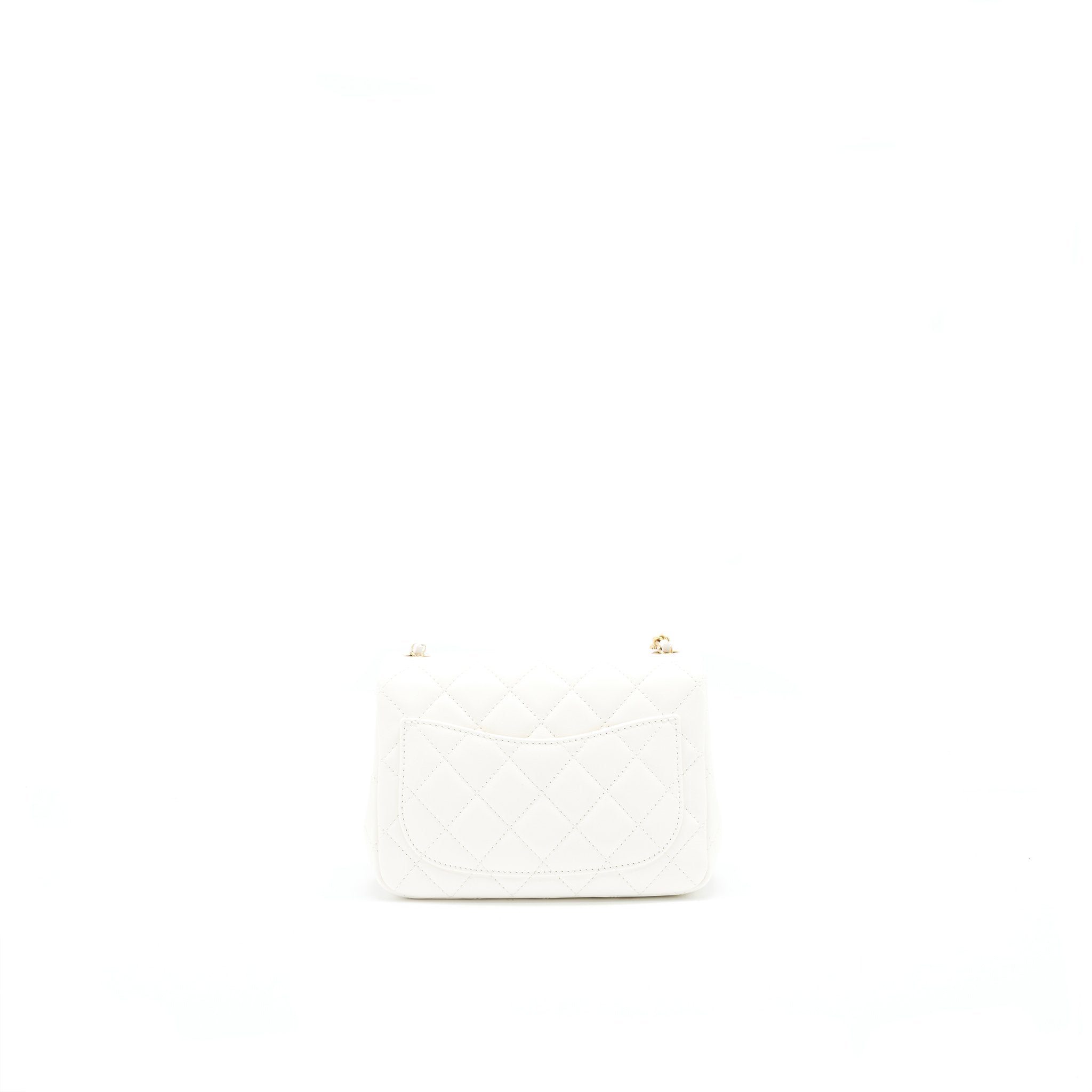 CHANEL 21B PEARL CRUSH MINI SQUARE FLAP BAG WHITE GHW