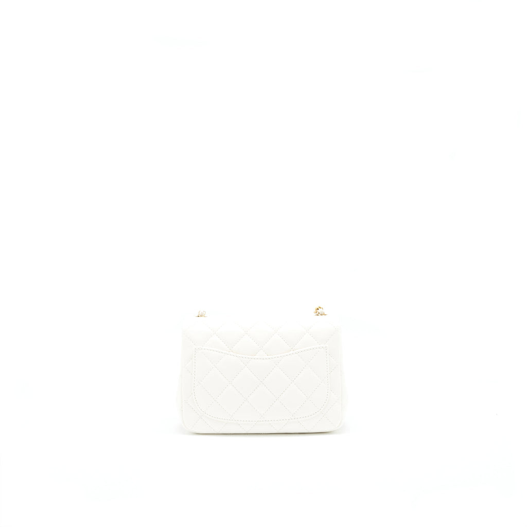 CHANEL 21B PEARL CRUSH SQUARE MINI FLAP BAG WHITE GHW