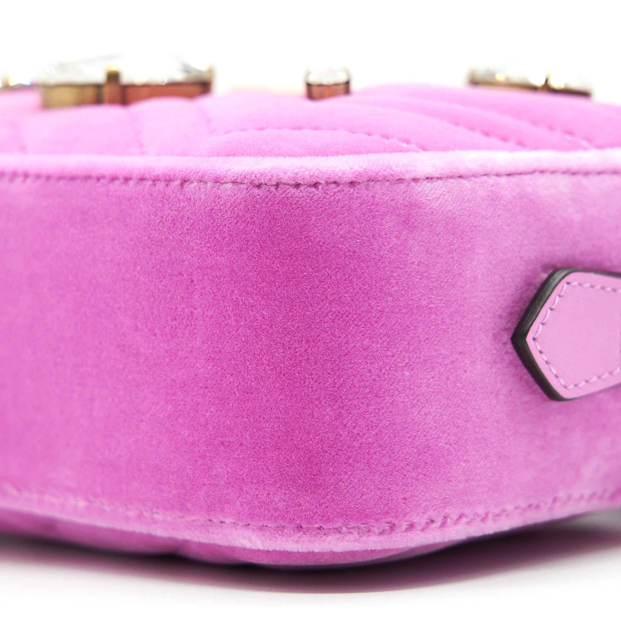 GUCCI VELVET MINI MARMONT CAMERA BAG PINK