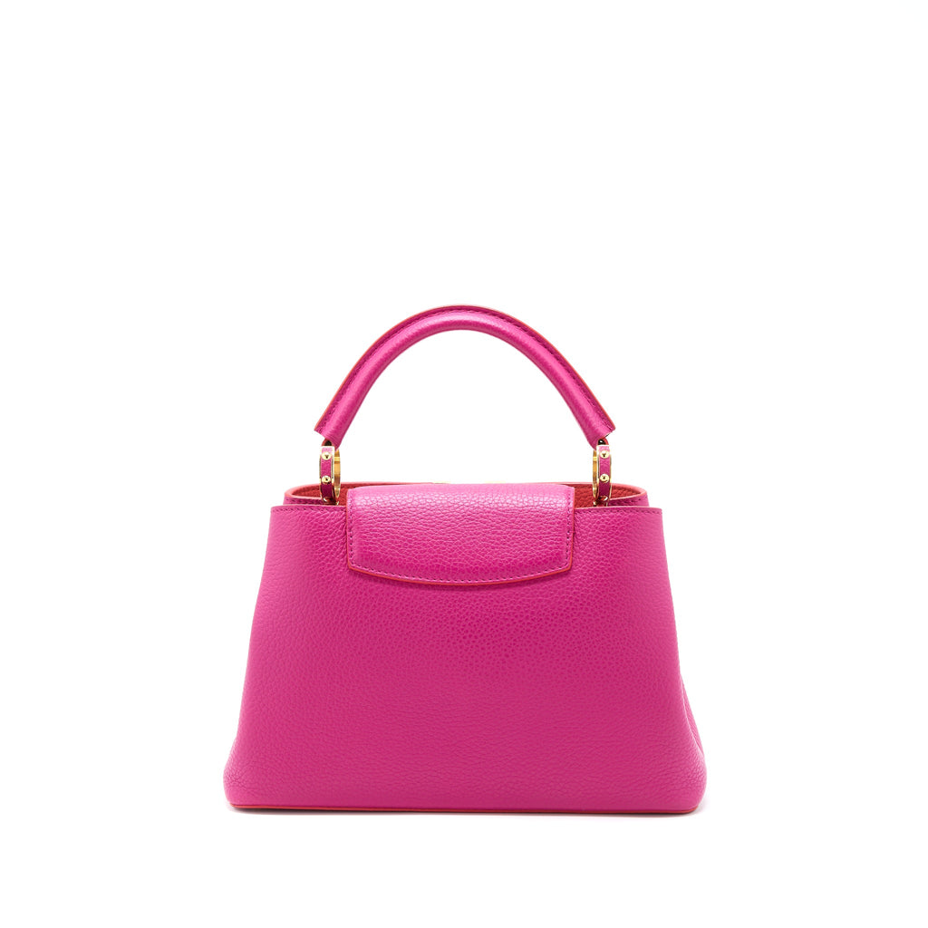 LOUIS VUITTON CAPUCINES BB CALFSKIN PINK/BRIGHT ORANGE GHW