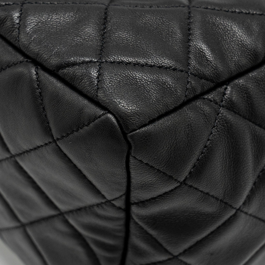 CHANEL CC CHAIN DRAWSTRING BUCKET BAG LAMBSKIN BLACK SHW