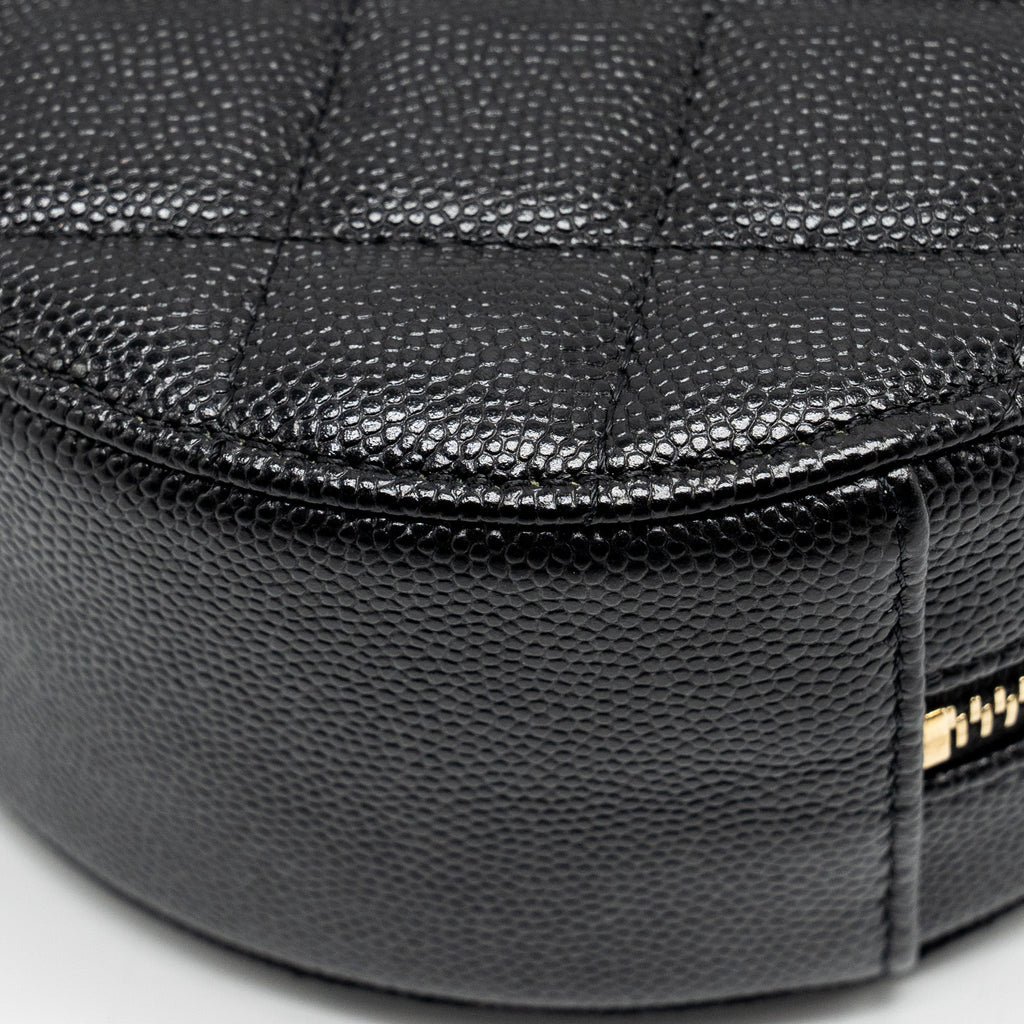 CHANEL ROUND CLUTCH WITH CHAIN CAVIAR BLACK LGHW