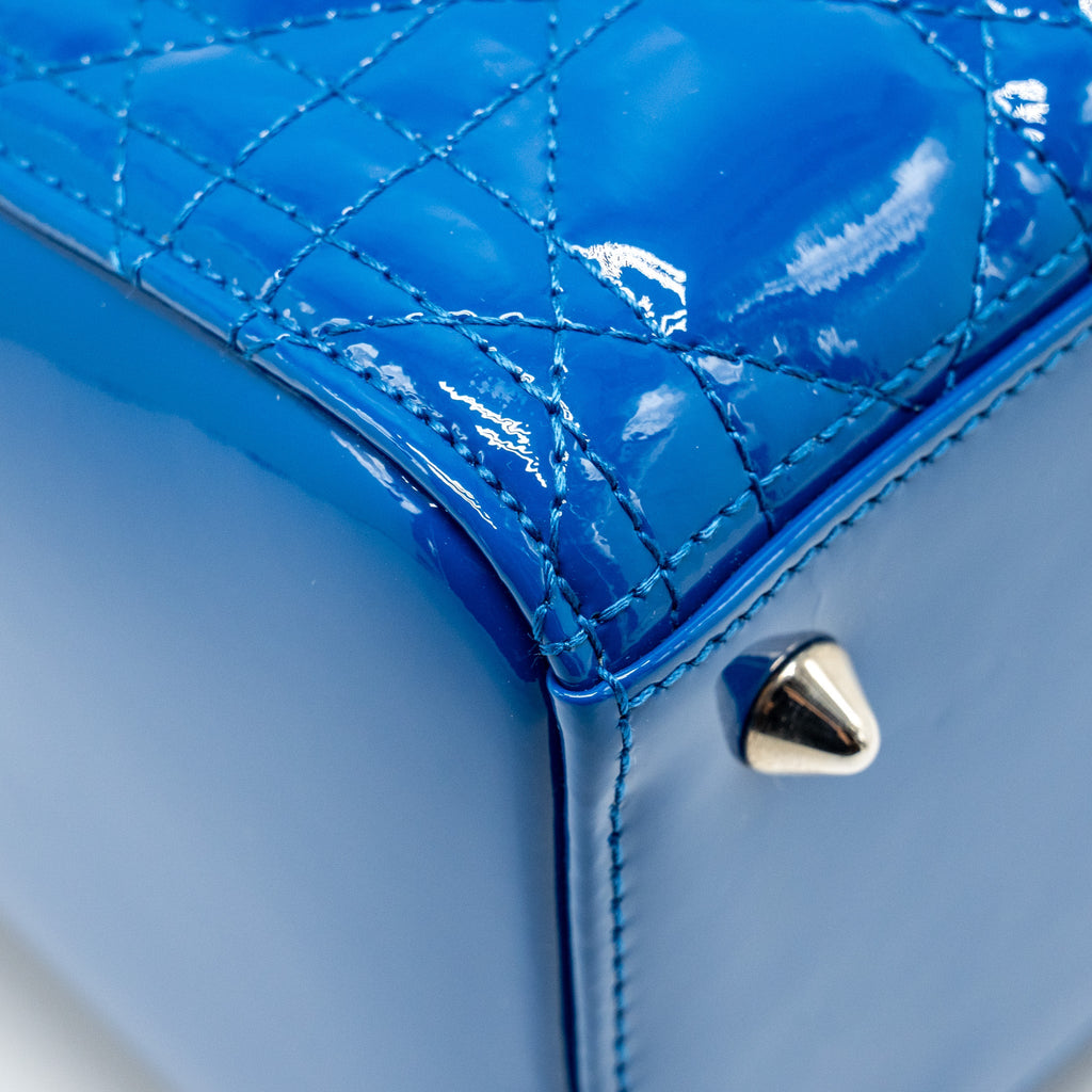 DIOR MEDIUM LADY DIOR PATENT BLUE SHW