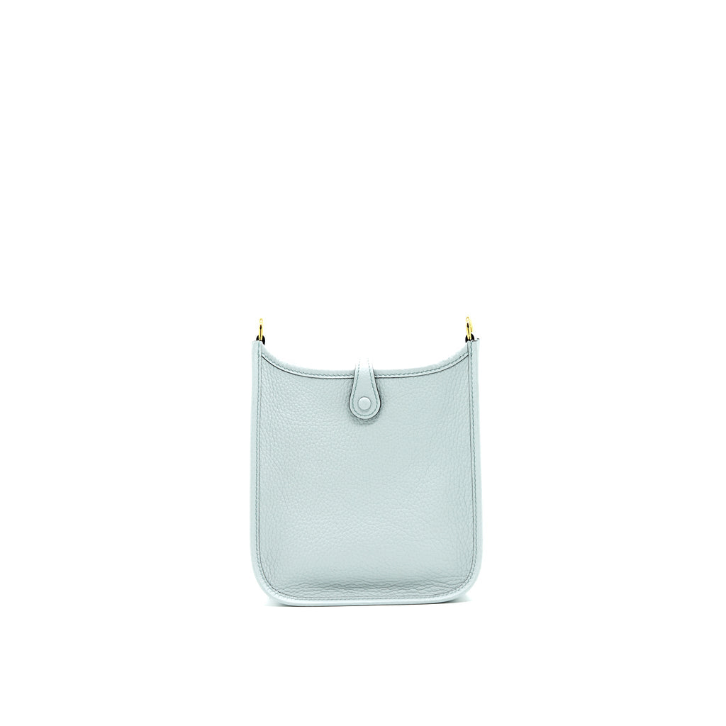 HERMES MINI EVELYNE BLUE PALE/ GRIS ETAIN STRAP GHW