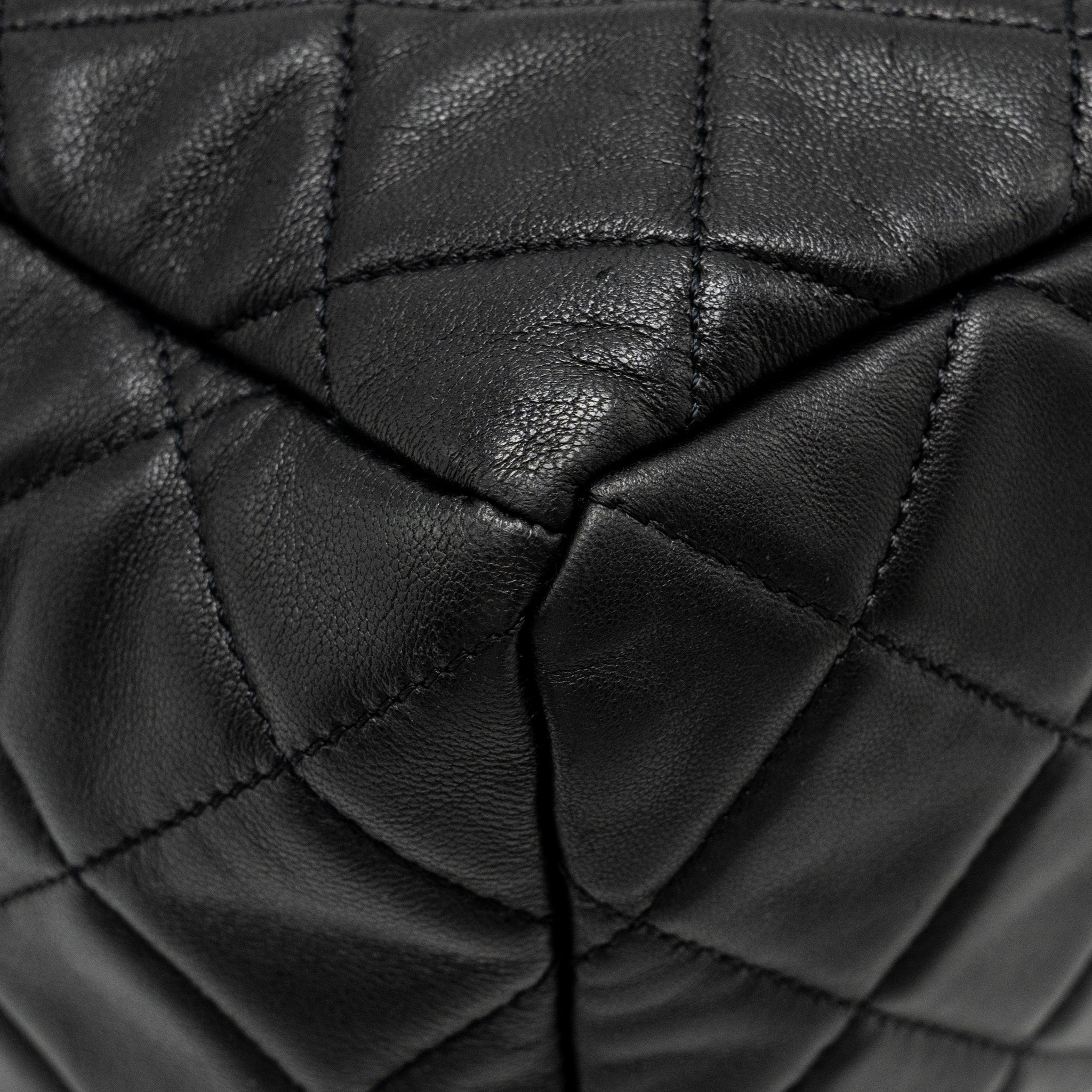 CHANEL CC CHAIN DRAWSTRING BUCKET BAG LAMBSKIN BLACK SHW