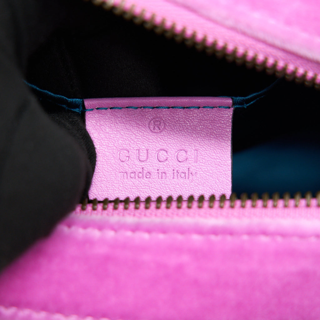 GUCCI VELVET MINI MARMONT CAMERA BAG PINK