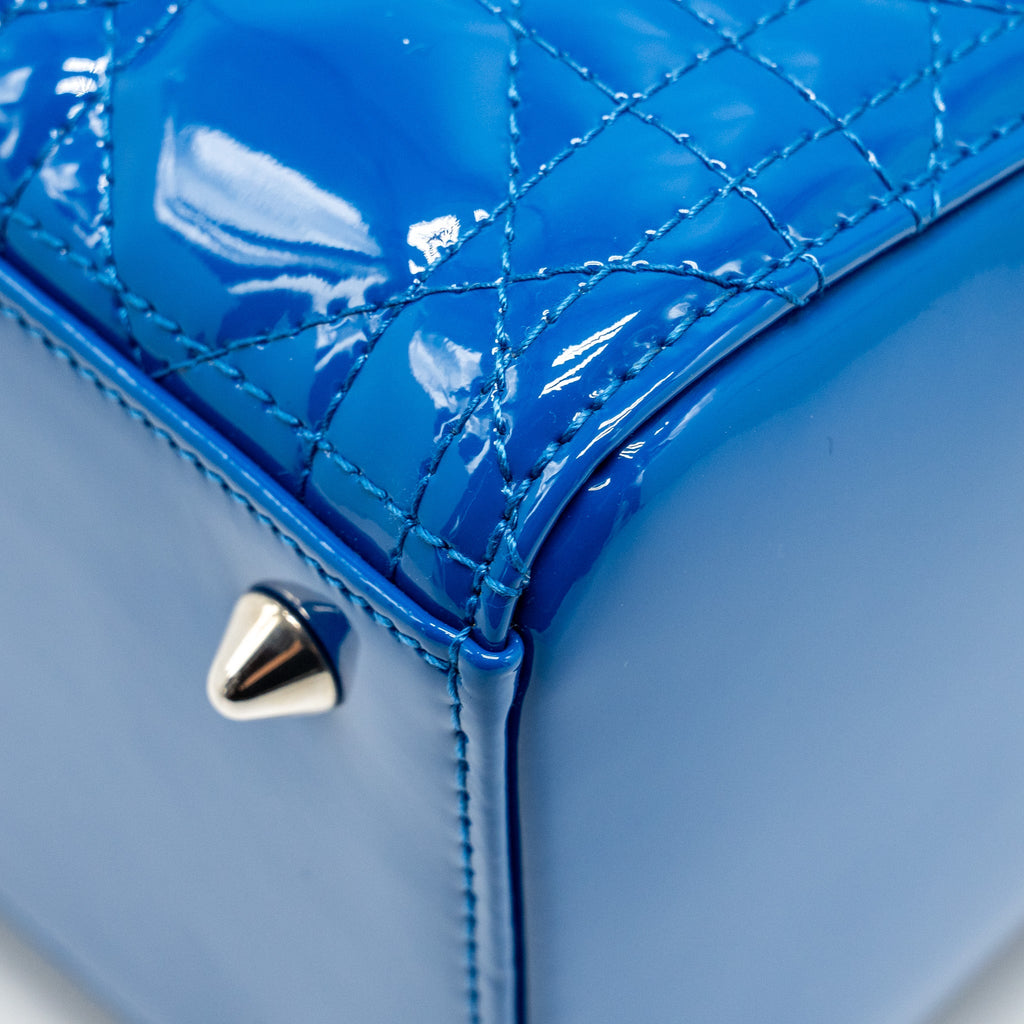 DIOR MEDIUM LADY DIOR PATENT BLUE SHW