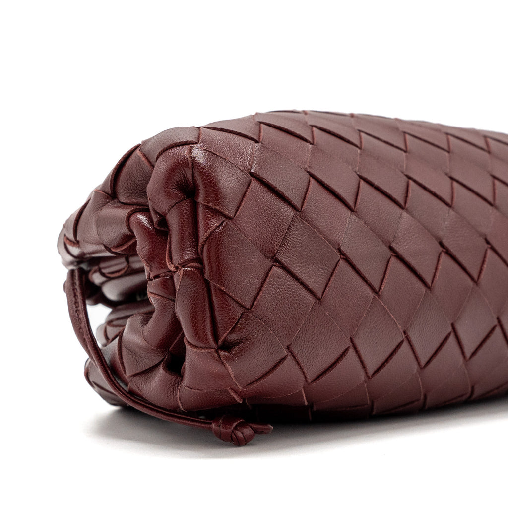 BOTTEGA VENETA MINI POUCH LAMBSKIN DARK RED GHW