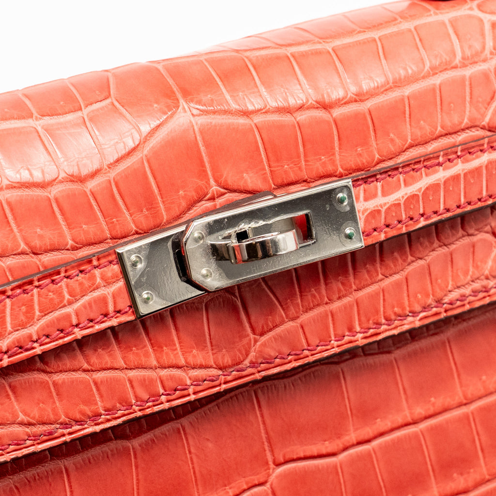 HERMES KELLY 25 MATT CROCODILE POROUS BOUGAINVILLIER SHW