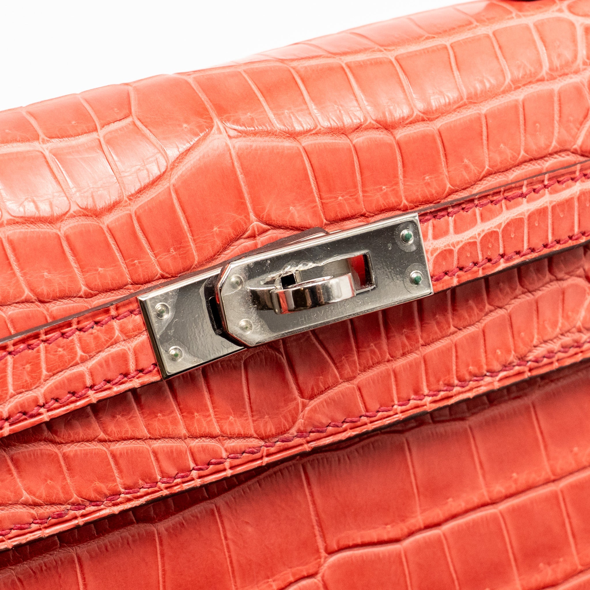 HERMES KELLY 25 MATT CROCODILE POROUS BOUGAINVILLIER SHW