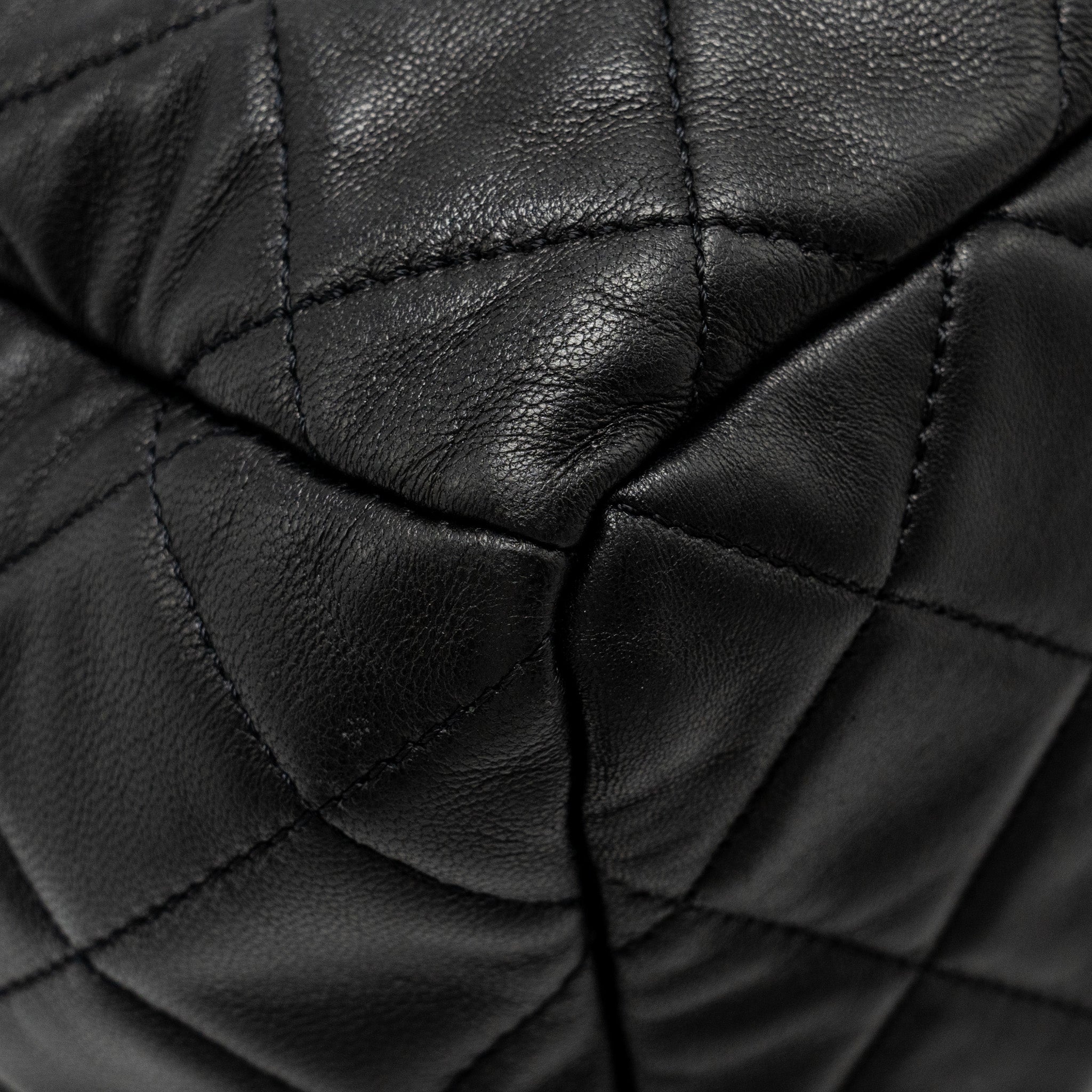 CHANEL CC CHAIN DRAWSTRING BUCKET BAG LAMBSKIN BLACK SHW