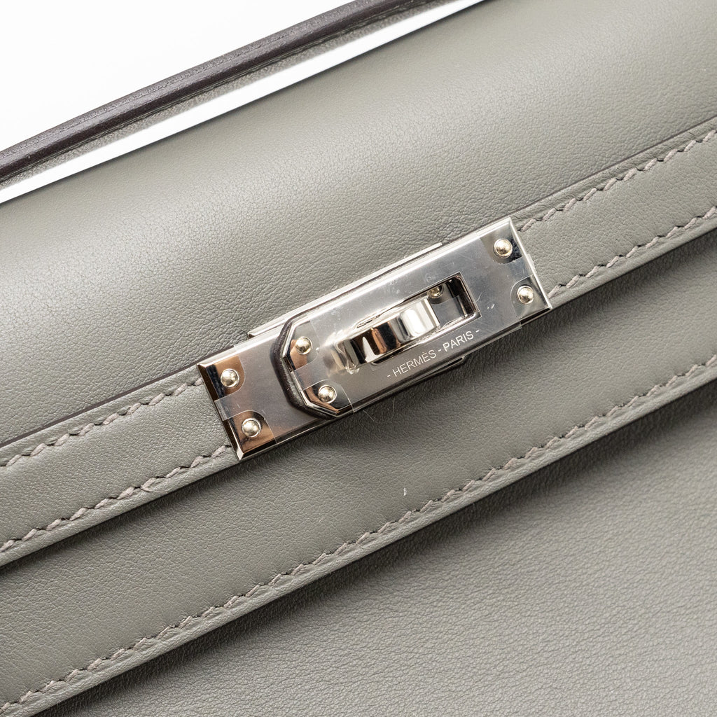 HERMES KELLY POCHETTE SWIFT GRIS MEYER SHW