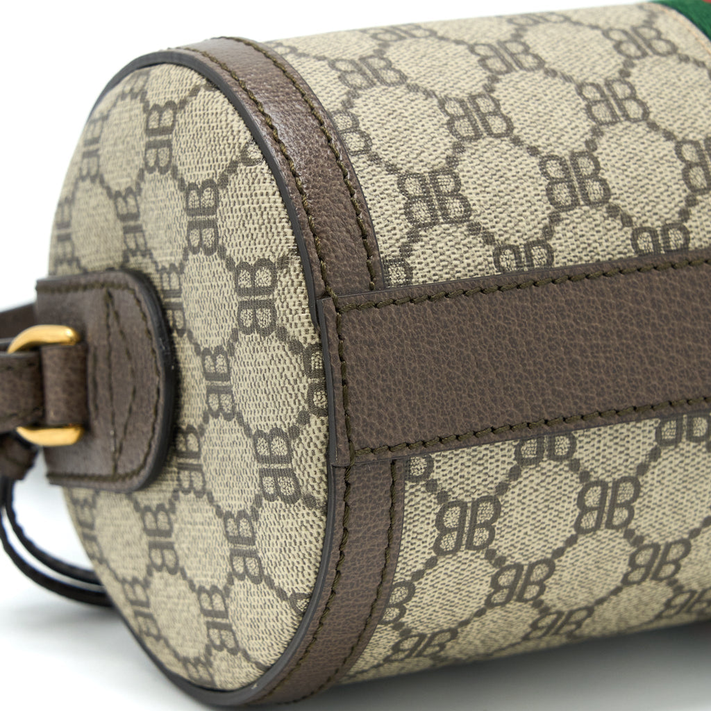 BALENCIAGA X GUCCI BOWLING BAG CANVAS/LEATHER BROWN BRUSHED GHW