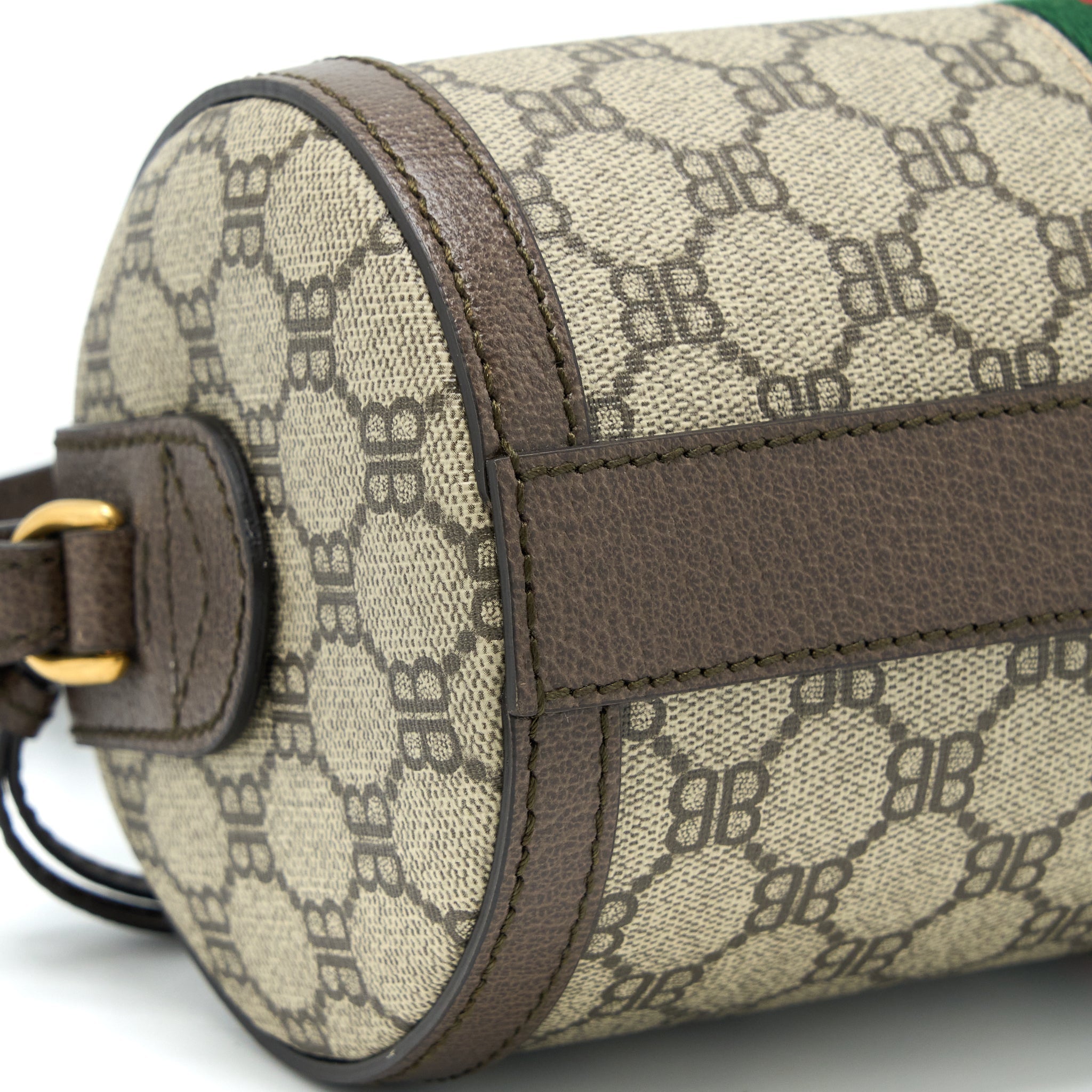 BALENCIAGA X GUCCI BOWLING BAG CANVAS/LEATHER BROWN BRUSHED GHW