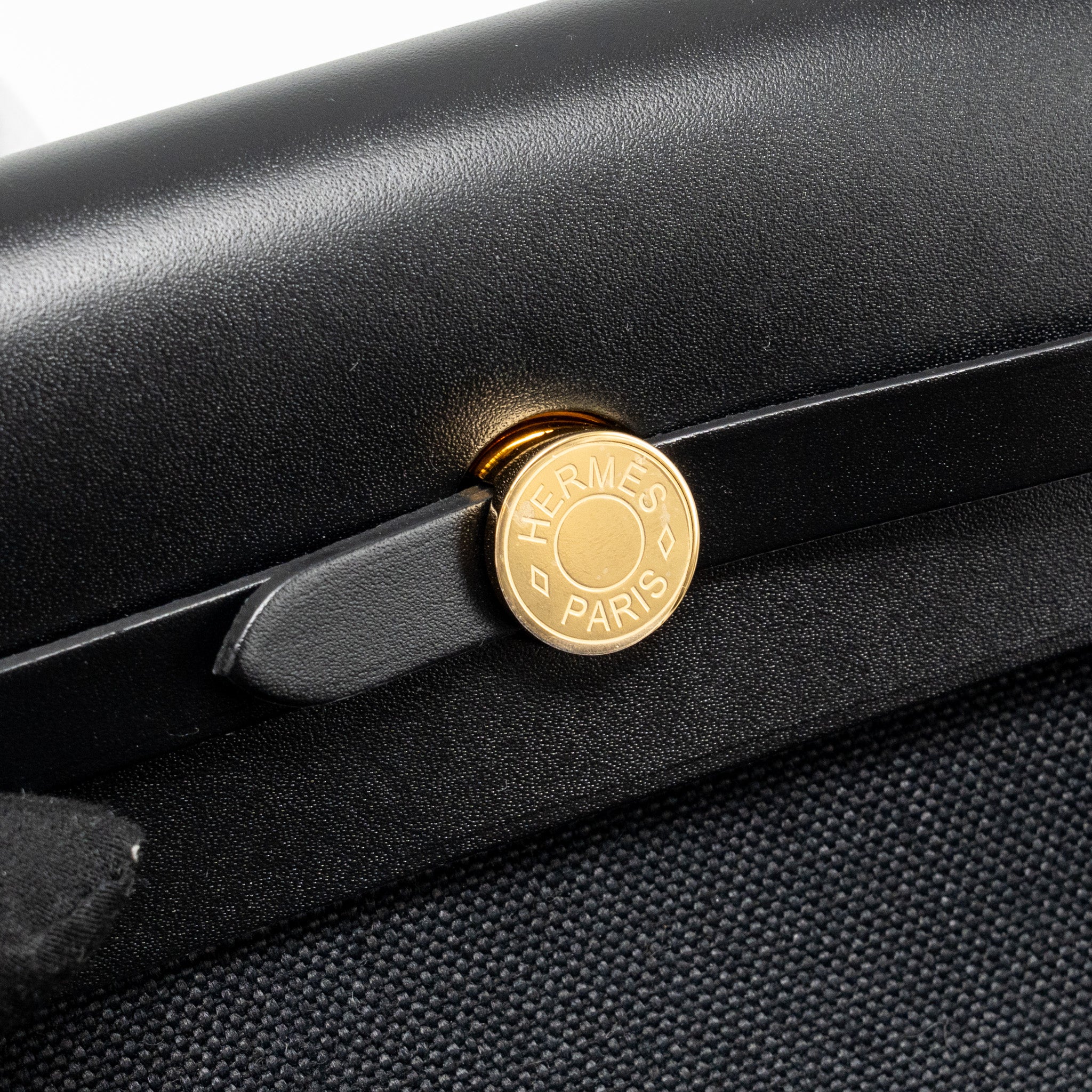 HERMES HERBAG MINI CANVAS/HUNTER LEATHER BLACK GHW