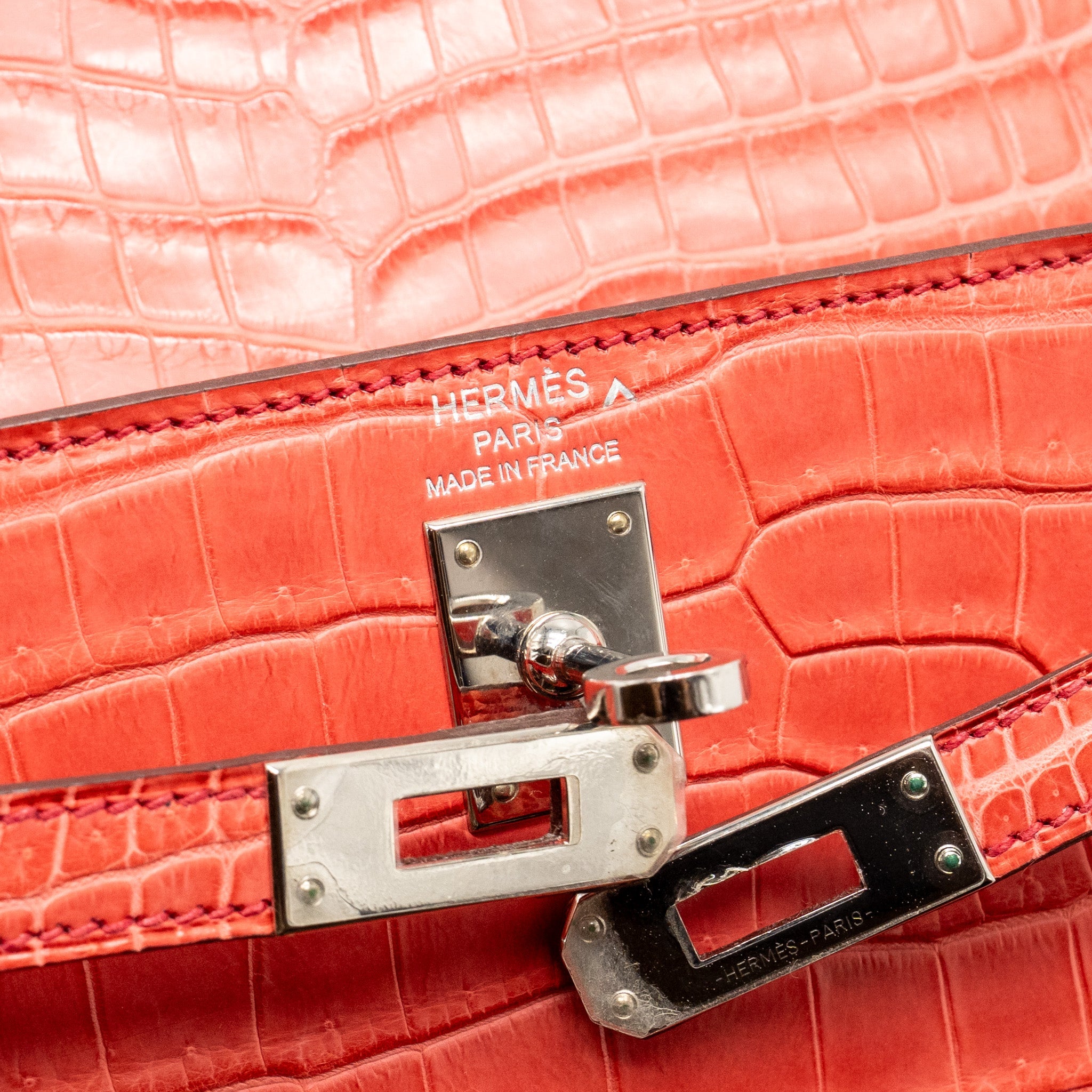 HERMES KELLY 25 MATT CROCODILE POROUS BOUGAINVILLIER SHW