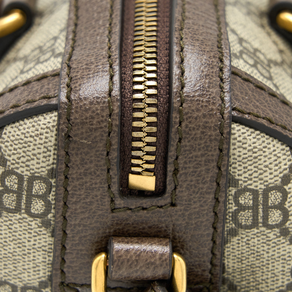 BALENCIAGA X GUCCI BOWLING BAG CANVAS/LEATHER BROWN BRUSHED GHW