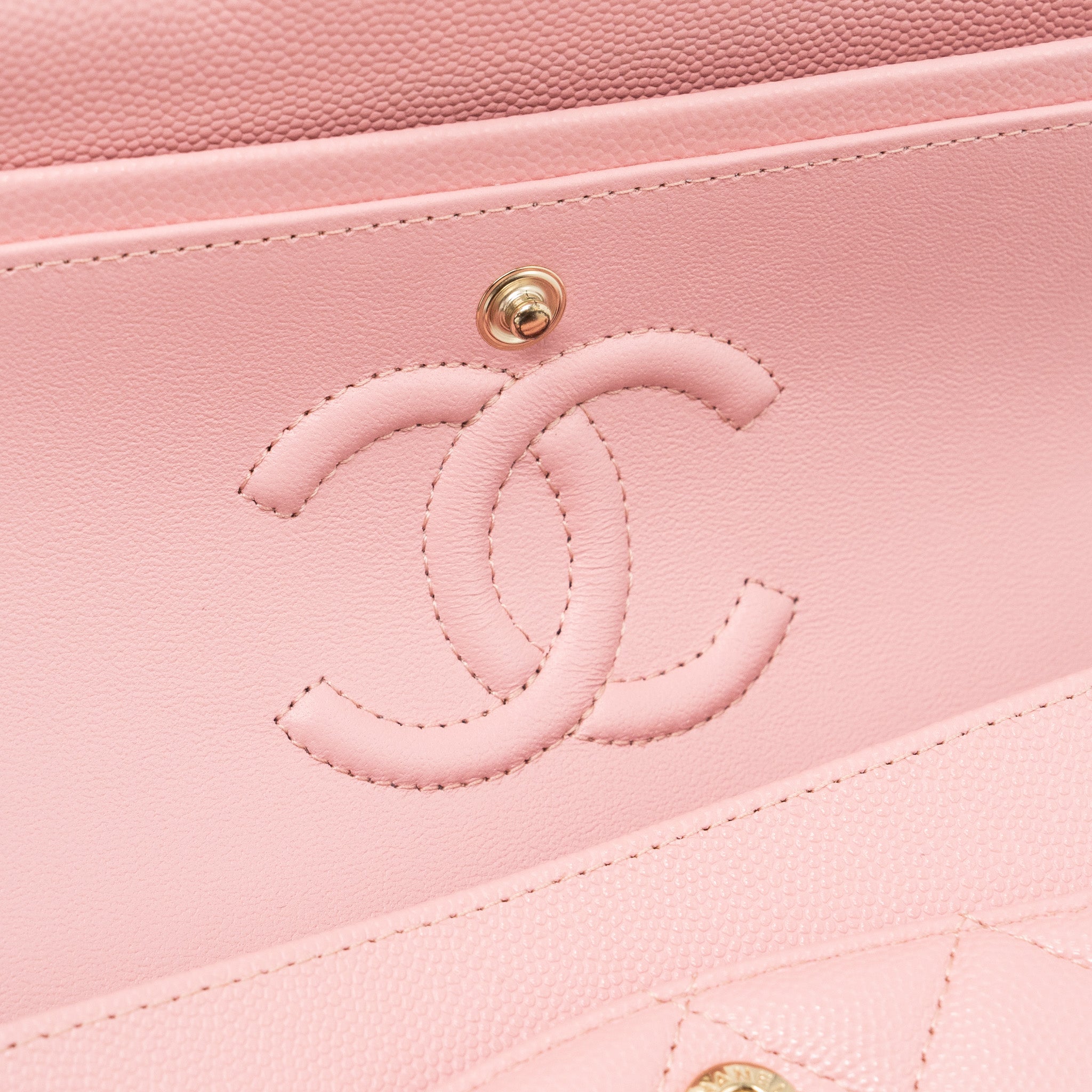 CHANEL 22C SMALL CLASSIC DOUBLE FLAP BAG CAVIAR LIGHT PINK LGHW(MICROCHIP)