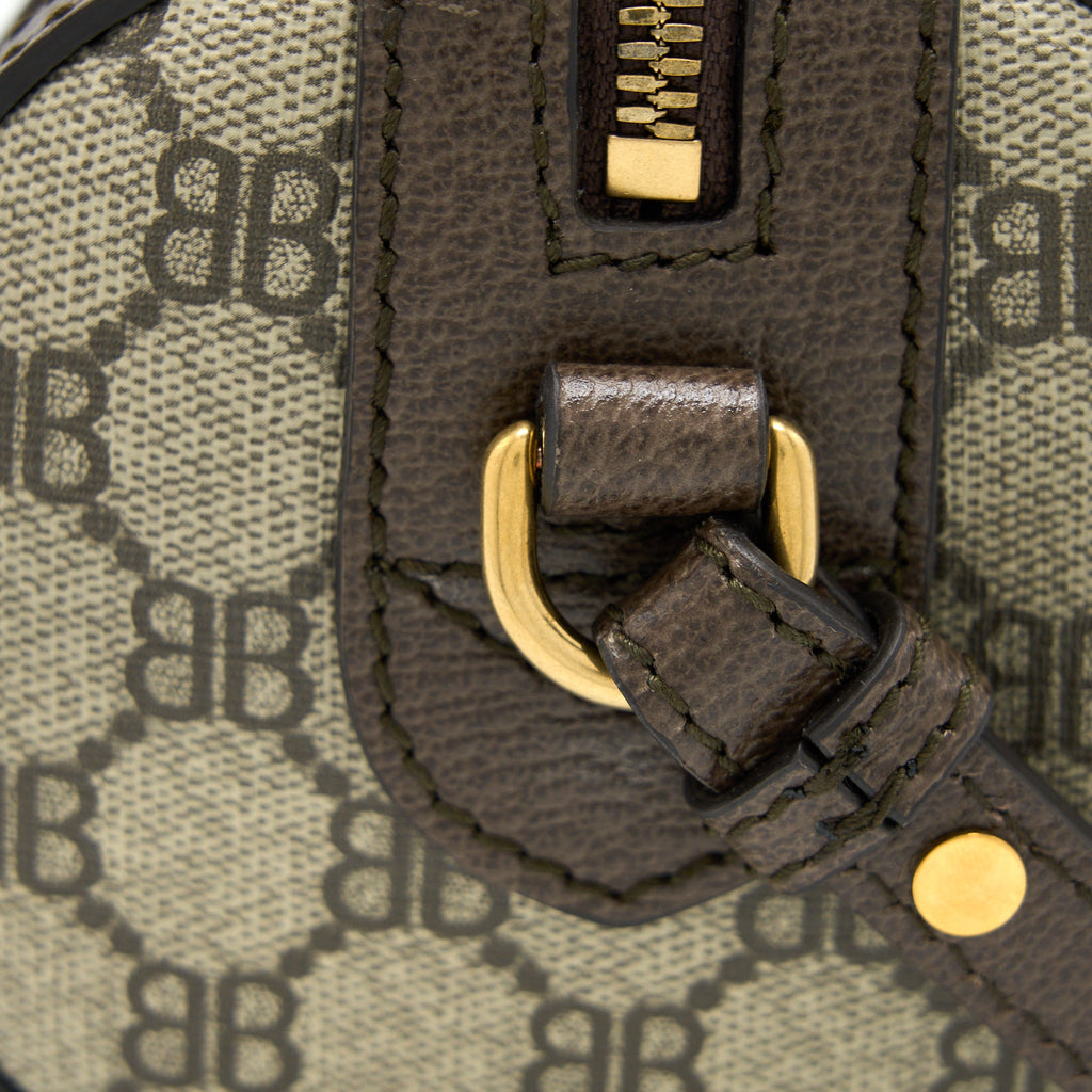 BALENCIAGA X GUCCI BOWLING BAG CANVAS/LEATHER BROWN BRUSHED GHW