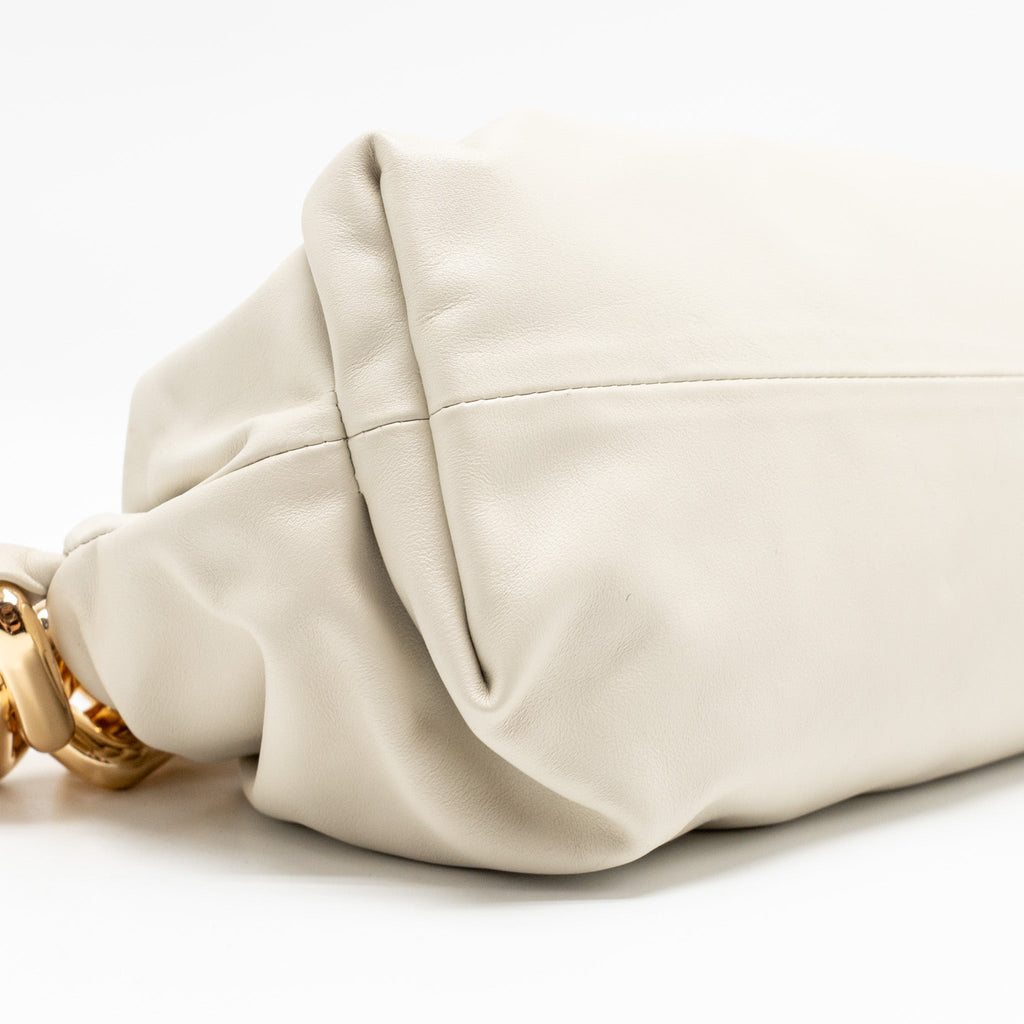 BOTTEGA VENETA CHAIN POUCH BAG CALFSKIN WHITE GHW