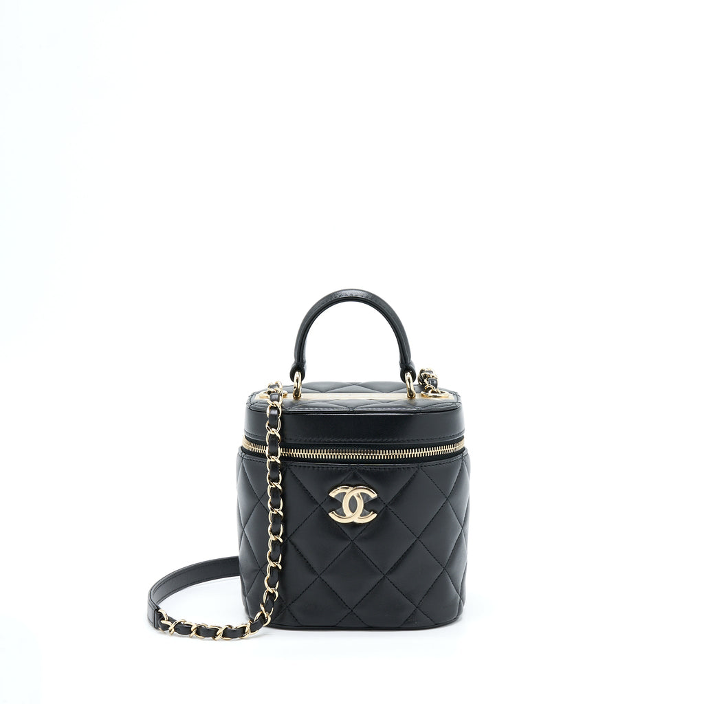 CHANEL TRENDY VANITY CASE LAMBSKIN BLACK LGHW (MICROCHIP)