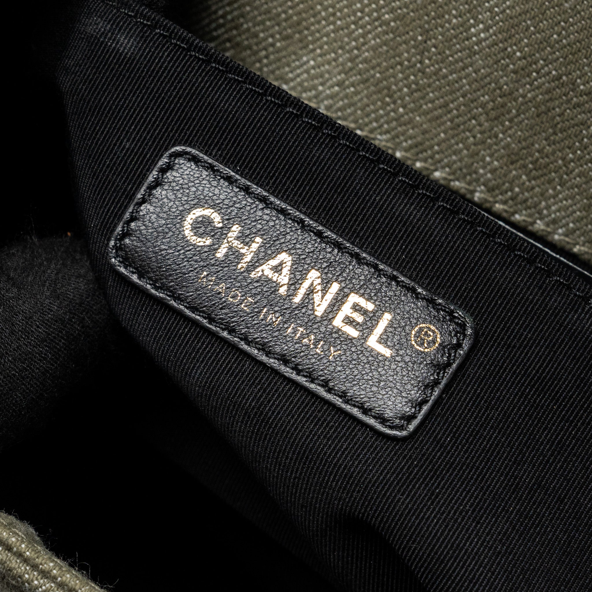 CHANEL MEDIUM BOY BAG DENIM OLIVE GREEN BRUSHED GHW
