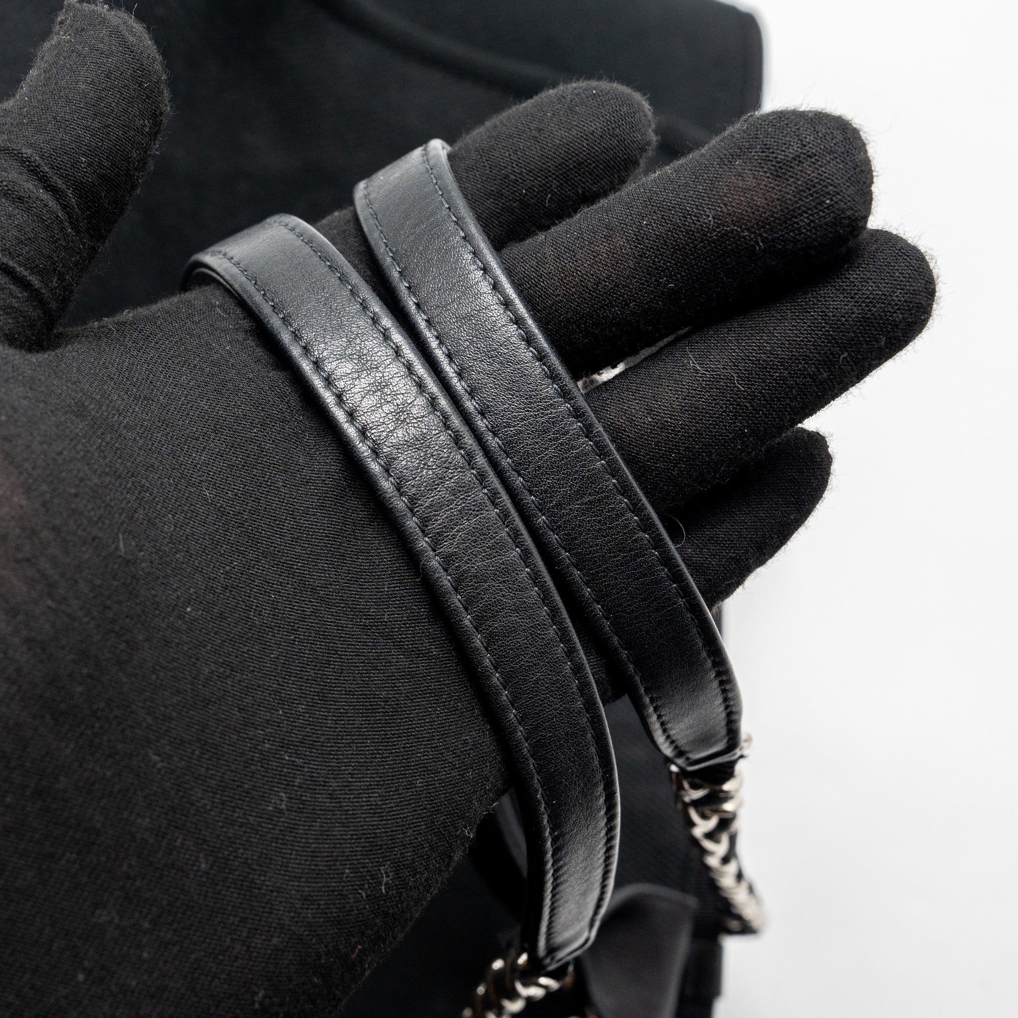 CHANEL LARGE DEAUVILLE BLACK-STUDDED TOTE BAG CANVAS/LEATHER BLACK SHW