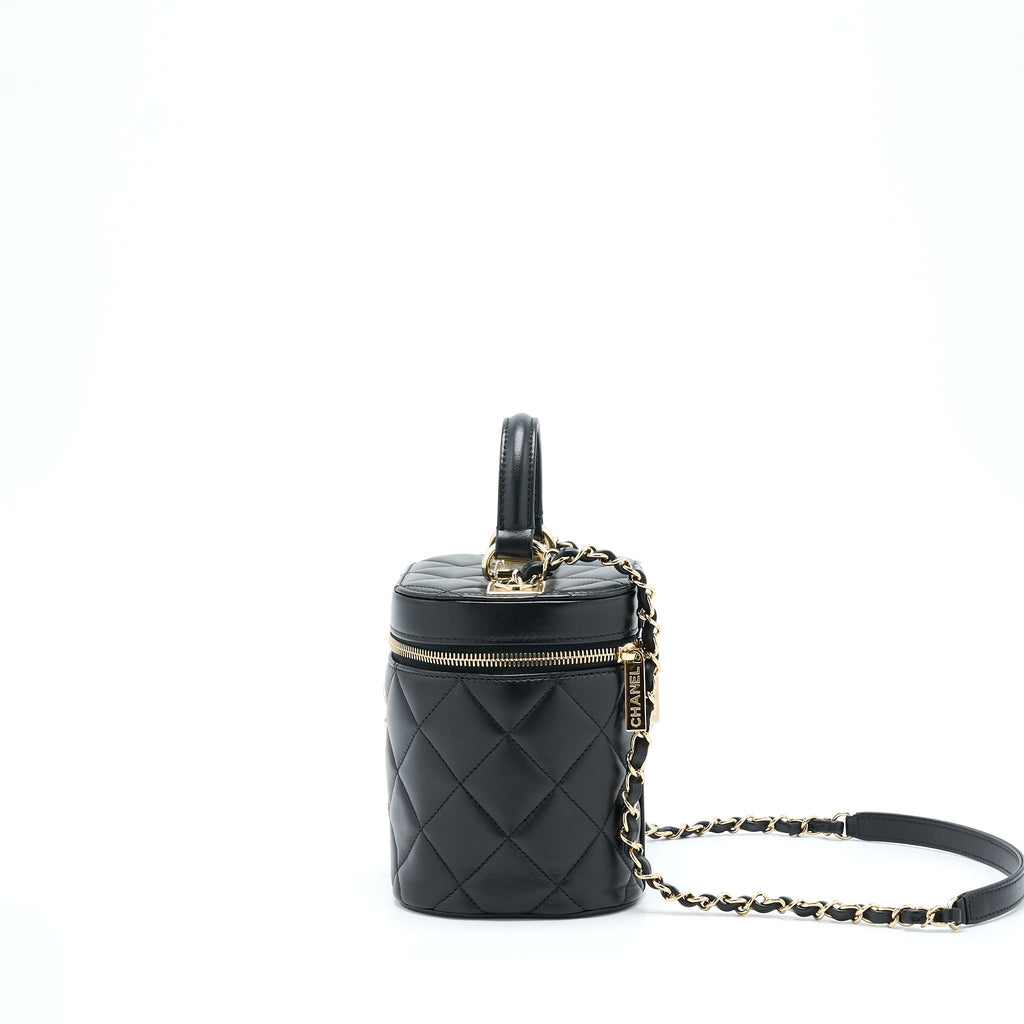 CHANEL TRENDY VANITY CASE LAMBSKIN BLACK LGHW (MICROCHIP)