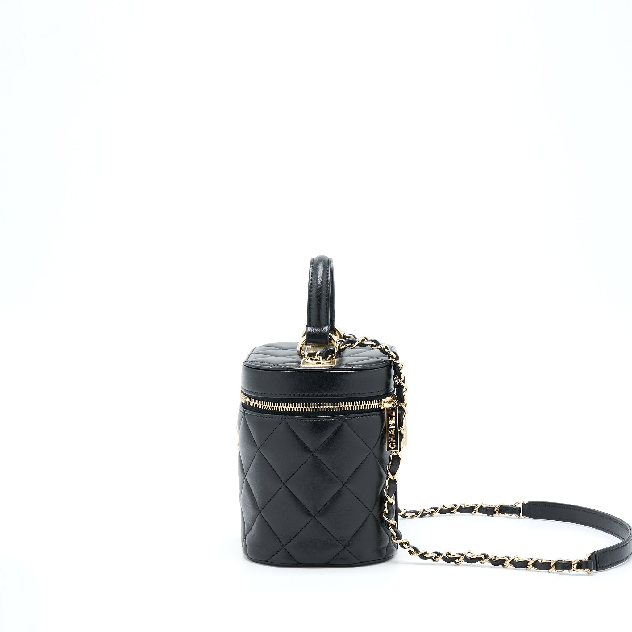 CHANEL TRENDY VANITY CASE LAMBSKIN BLACK LGHW (MICROCHIP)