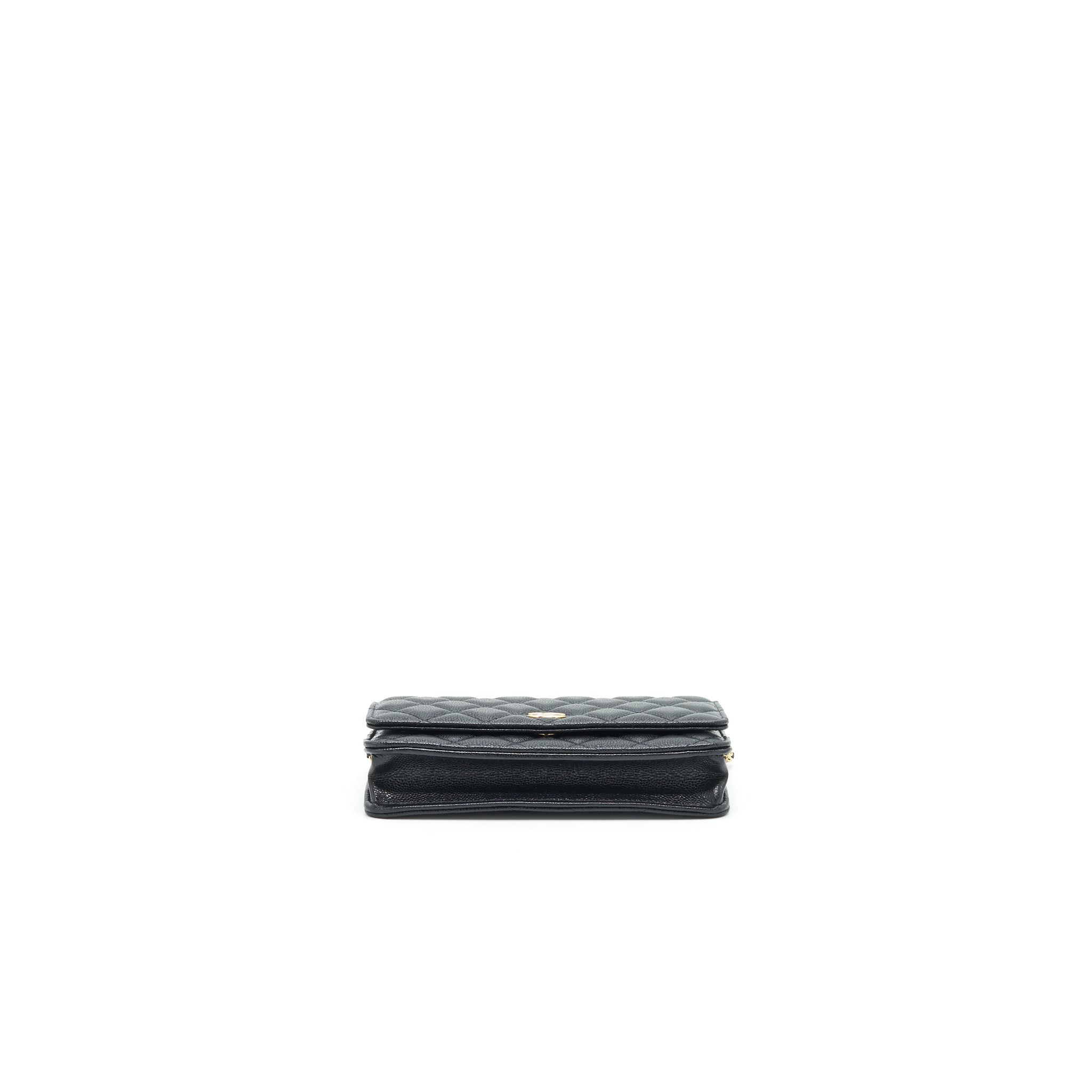 CHANEL 21A COCO LETTER WALLET ON CHAIN BLACK CAVIAR GHW