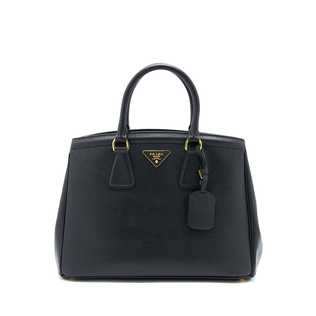 PRADA TOP HANDLE TOTE BAG CALFSKIN BLACK GHW