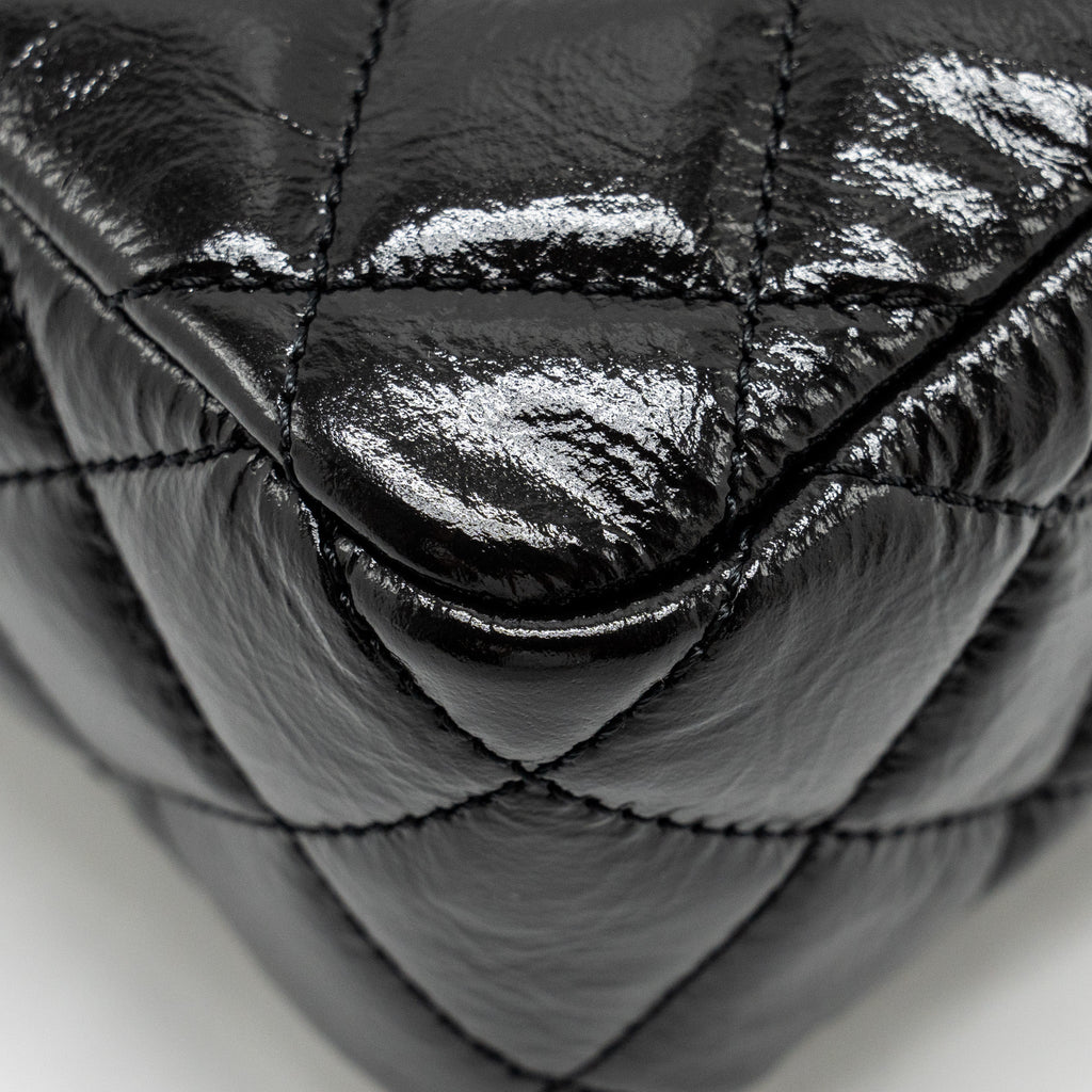 CHANEL 23C SMALL HOBO BAG SHINY CALFSKIN BLACK BRUSHED GHW(MICROCHIP)