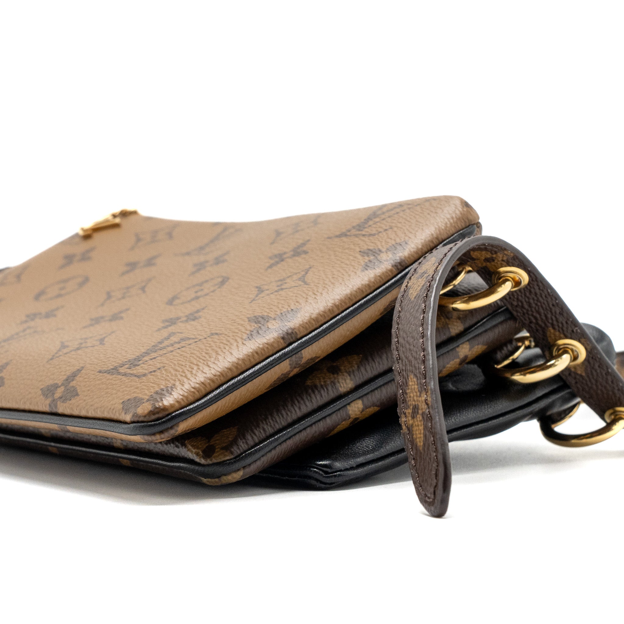 LOUIS VUITTON LV3 POCHETTE SHOULDER BAG REVERSE MONOGRAM CANVAS LAMBSKIN GHW