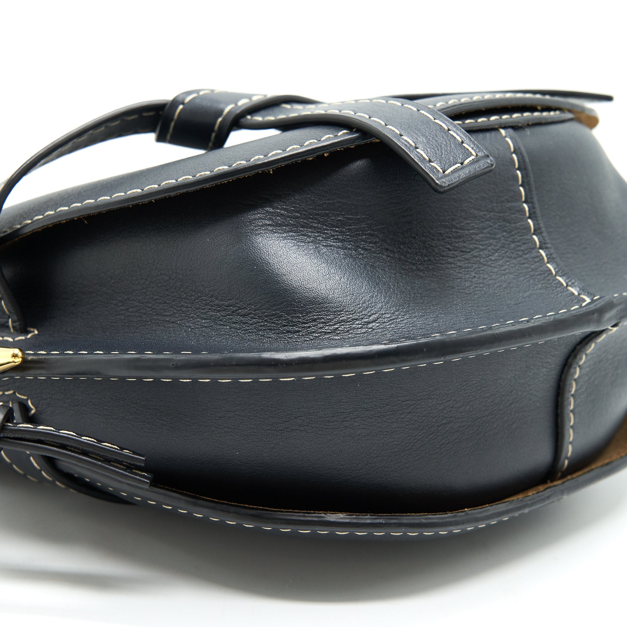 LOEWE SMALL GATE LEATHER SADDLE BAG MIDNIGHT BLUE