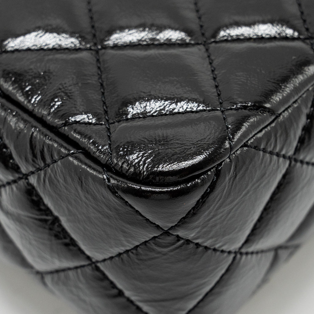 CHANEL 23C SMALL HOBO BAG SHINY CALFSKIN BLACK BRUSHED GHW(MICROCHIP)