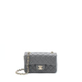 CHANEL 22A MINI RECTANGULAR FLAP BAG LAMBSKIN GREY LGHW (MICROCHIP).