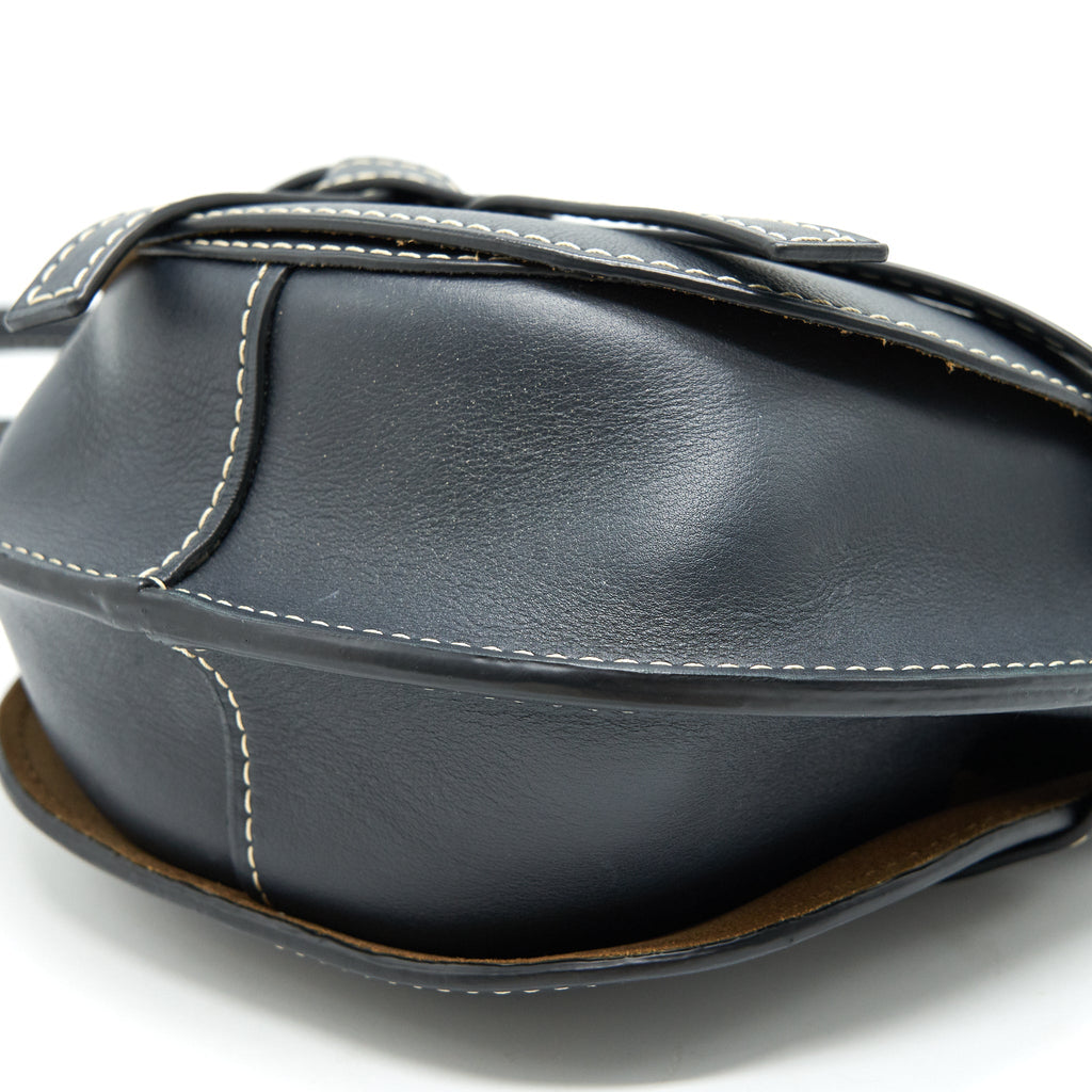 LOEWE SMALL GATE LEATHER SADDLE BAG MIDNIGHT BLUE