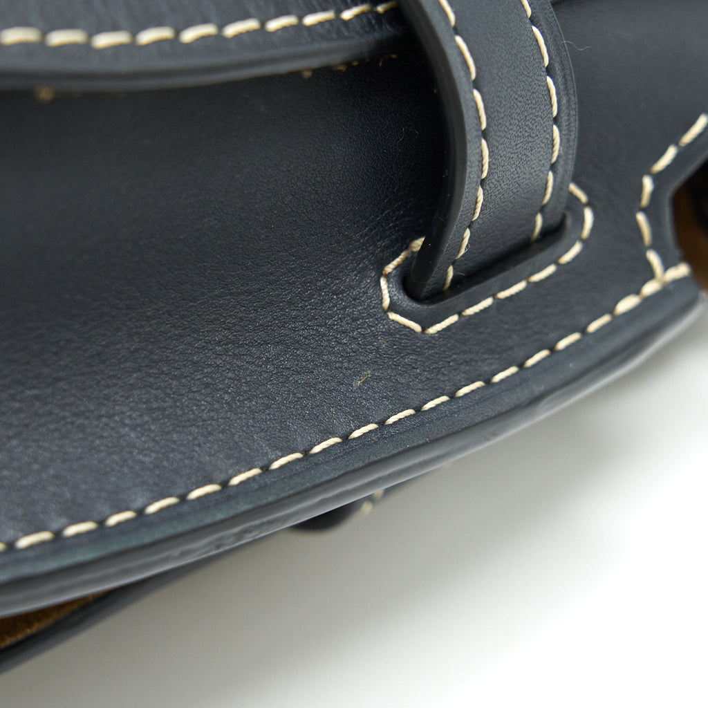 LOEWE SMALL GATE LEATHER SADDLE BAG MIDNIGHT BLUE