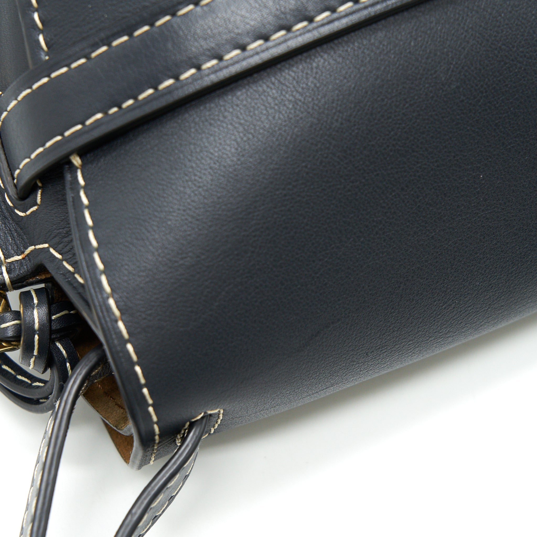 LOEWE SMALL GATE LEATHER SADDLE BAG MIDNIGHT BLUE