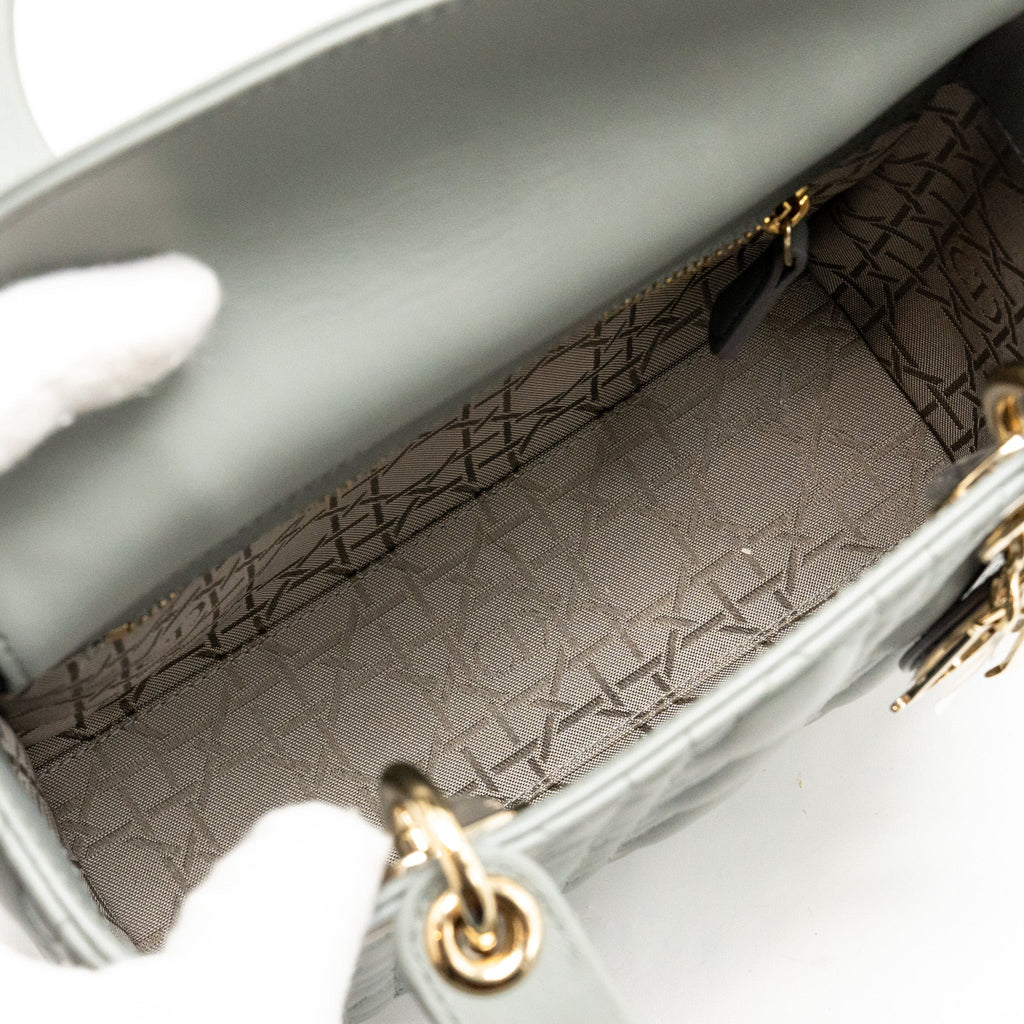DIOR MY ABCDIOR SMALL LADY DIOR LAMBSKIN STONE GREY LGHW