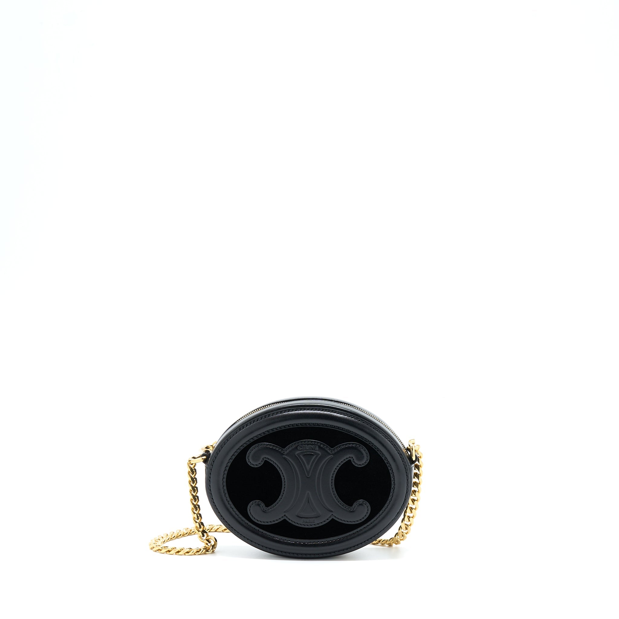 CELINE OVAL BAG CUIR TRIOMPHE CALFSKIN/VELVET WITH CHAIN GHW