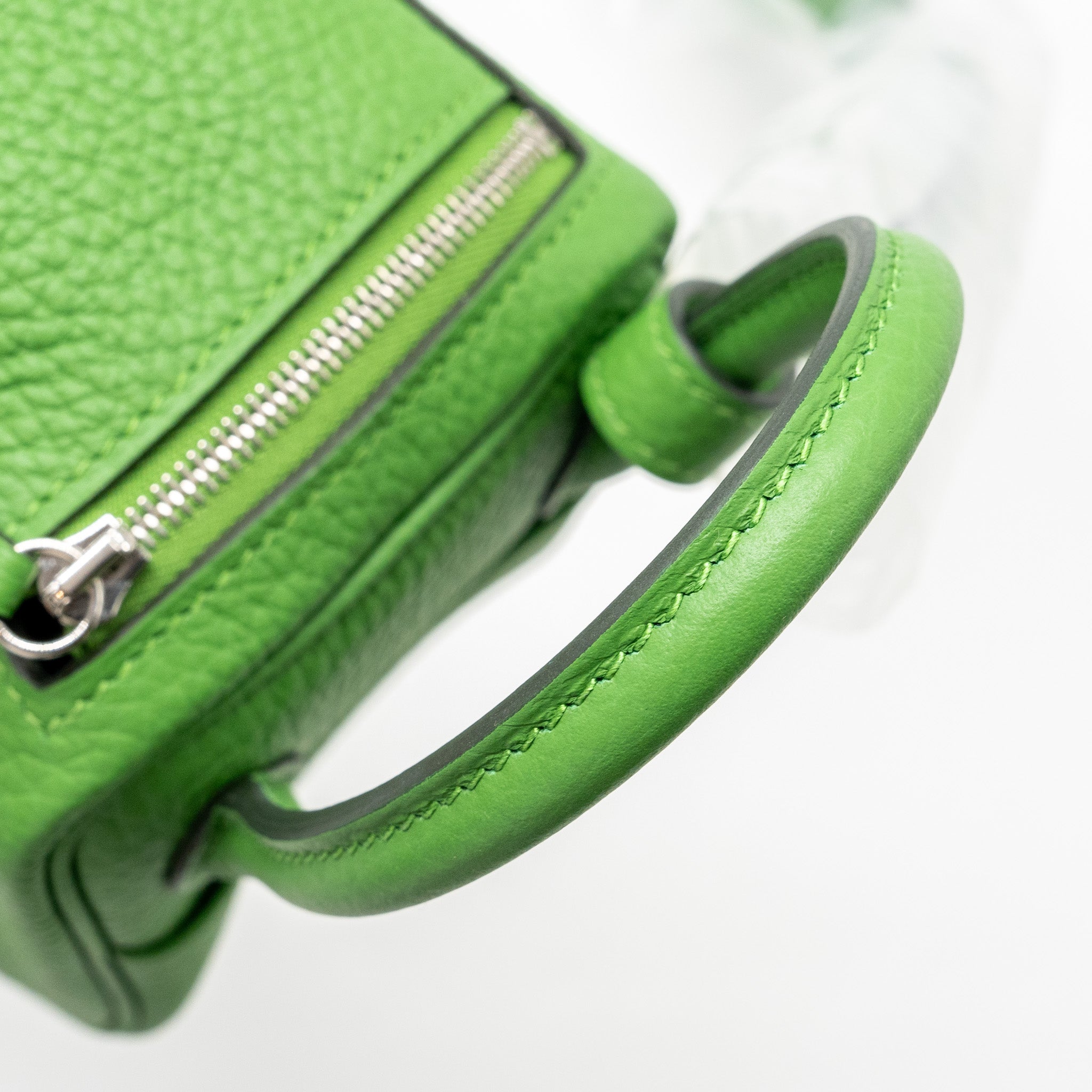 HERMES MINI LINDY CLEMENCE VERT YUCCA SHW