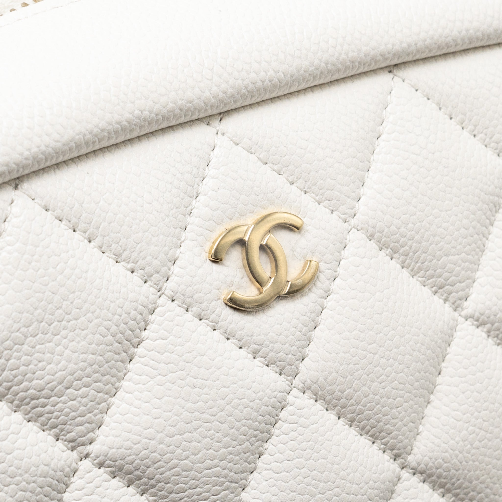 CHANEL TIMELESS CLASSIC POUCH GRAINED CALFSKIN WHITE LGHW (MICROCHIP)